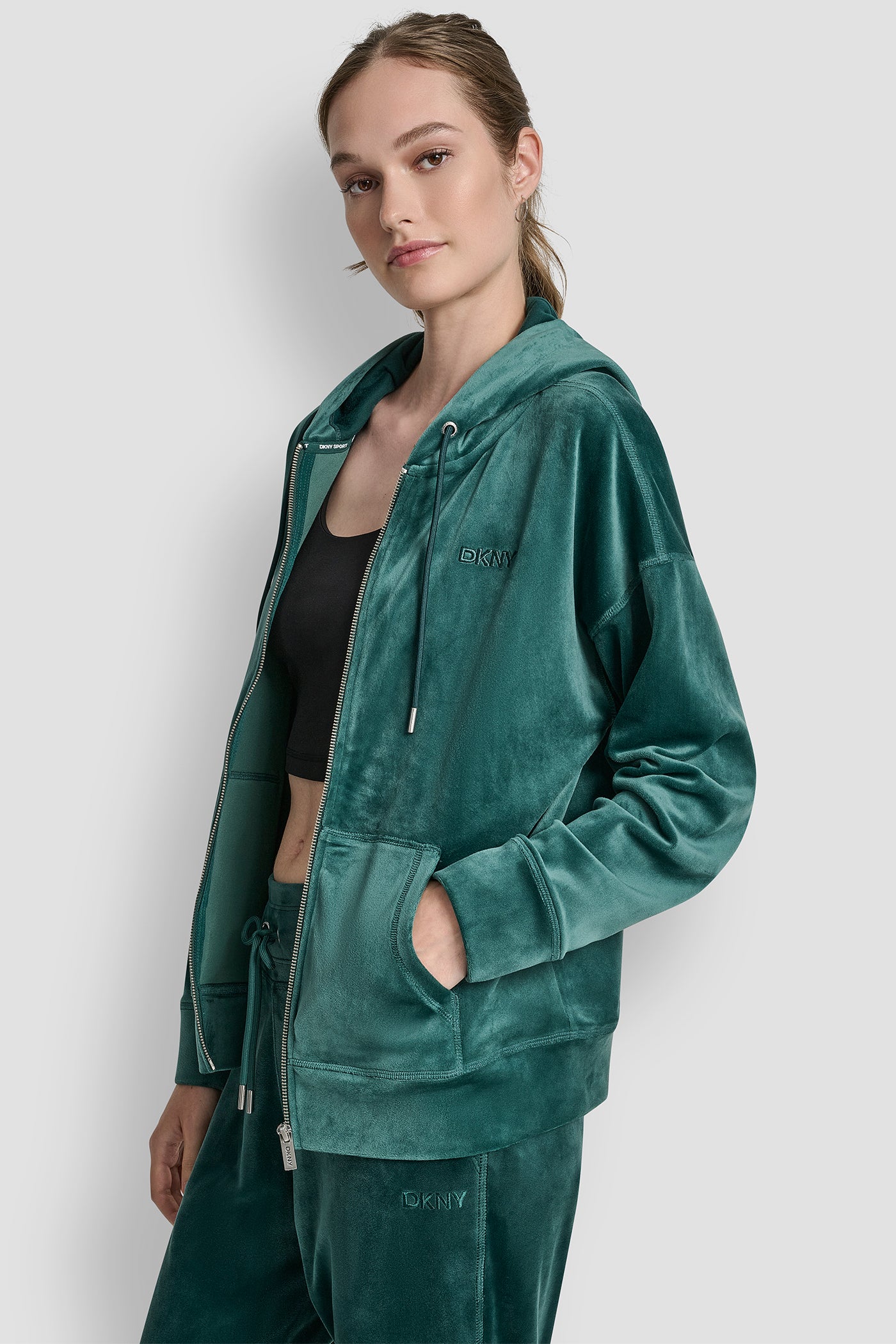 HD EMBROIDERY LOGO FULL ZIP HOODIE WITH POCKETS VIEW 3 | New Arrivals