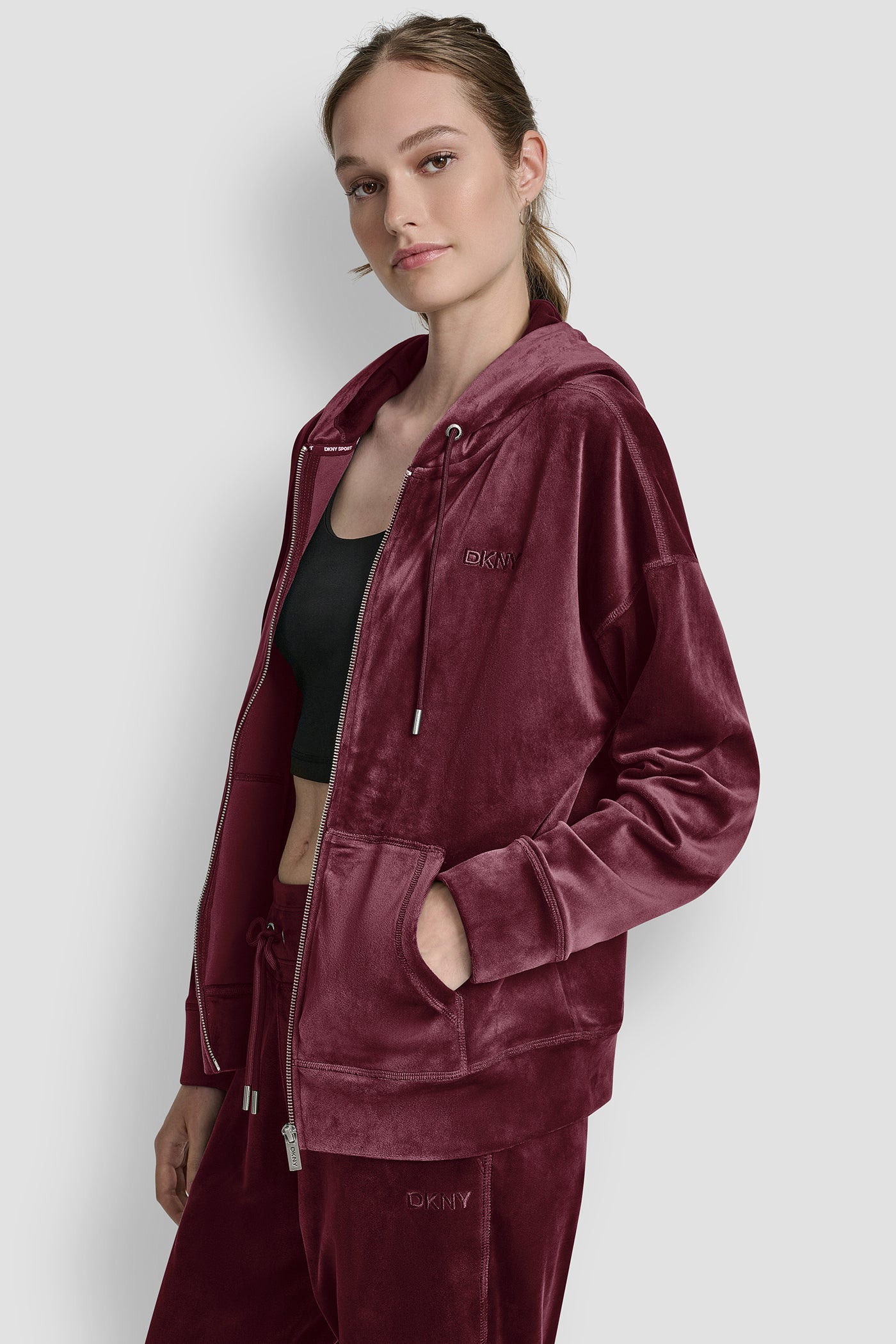HD EMBROIDERY LOGO FULL ZIP HOODIE WITH POCKETS VIEW 3 | New Arrivals