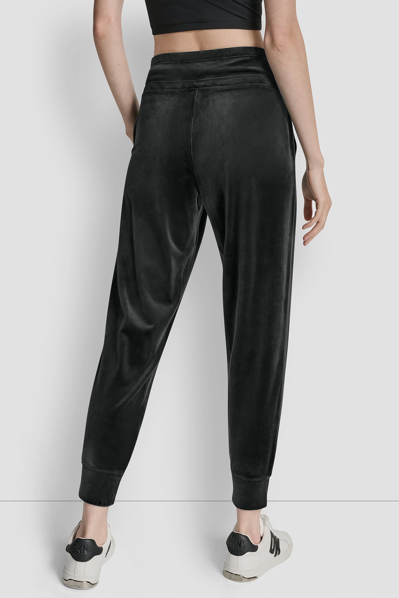 Black EMBROIDERY LOGO CUFFED SLIM FIT JOGGER WITH POCKETS, BACK VIEW | New Arrivals