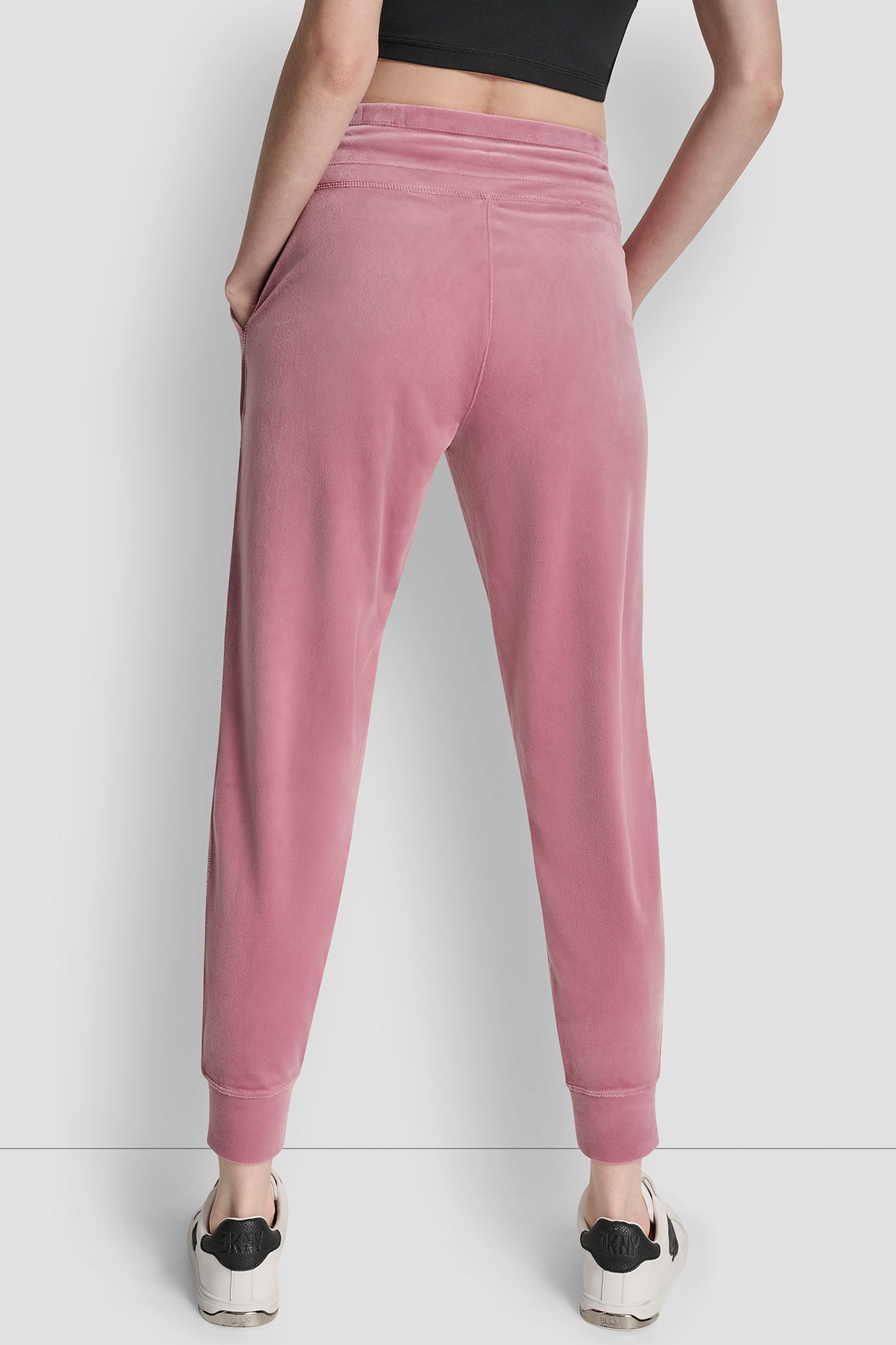 DUSTY MAUVE EMBROIDERY LOGO CUFFED SLIM FIT JOGGER WITH POCKETS, BACK VIEW | Clothing
