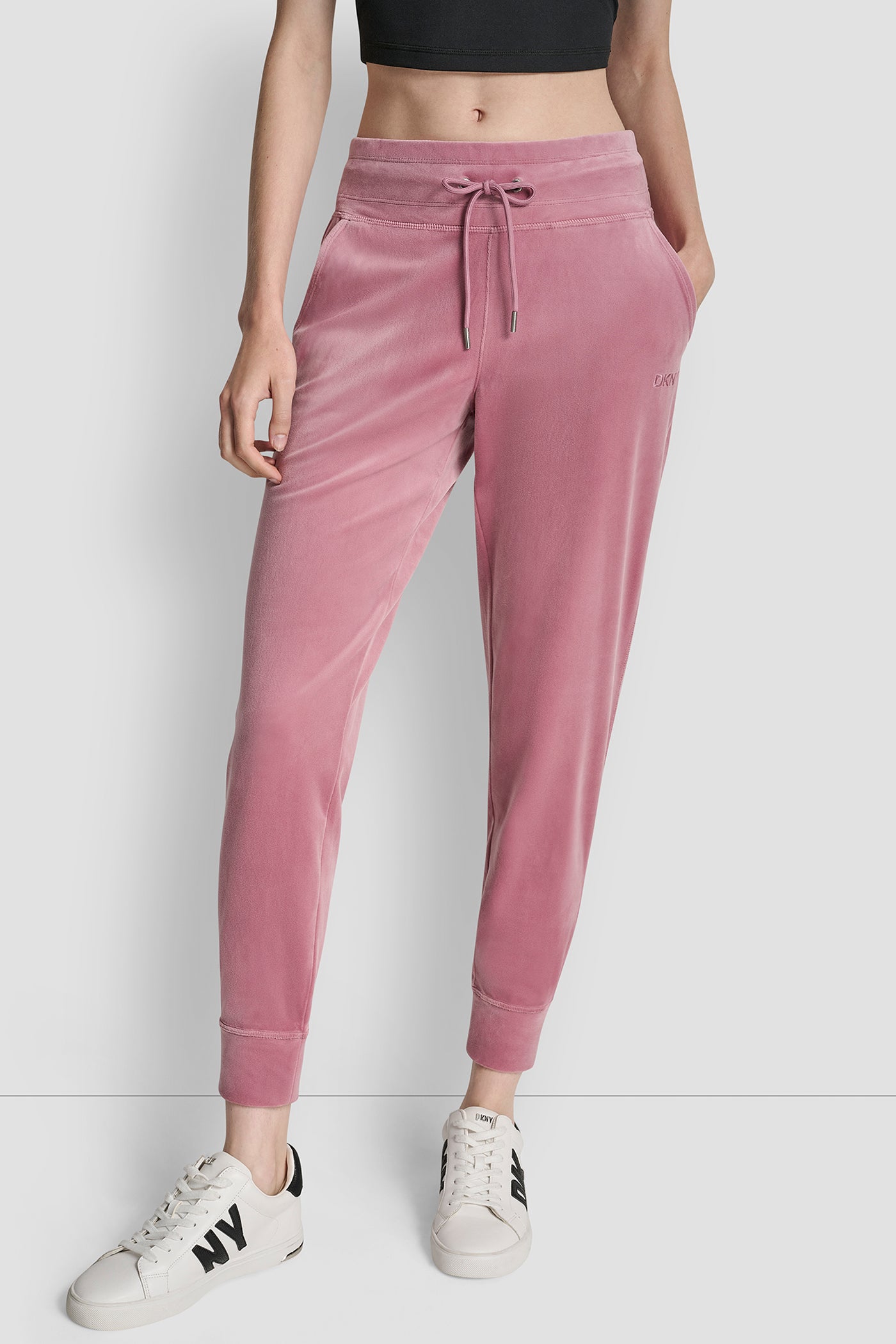 DUSTY MAUVE EMBROIDERY LOGO CUFFED SLIM FIT JOGGER WITH POCKETS, FRONT VIEW | Clothing