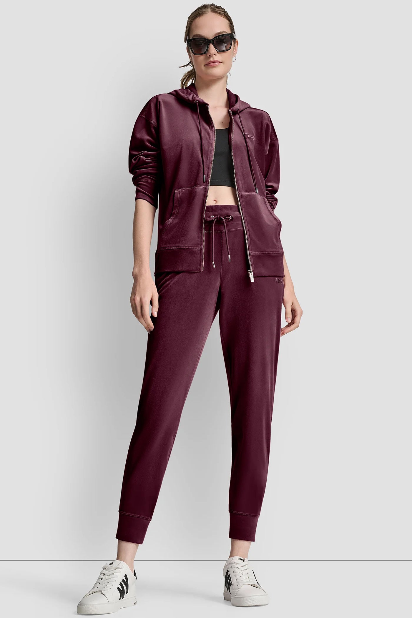 SYRAH VELOUR HD EMBROIDERY LOGO SLIM FIT JOGGER, VIEW 1 | Back-To-School Shop