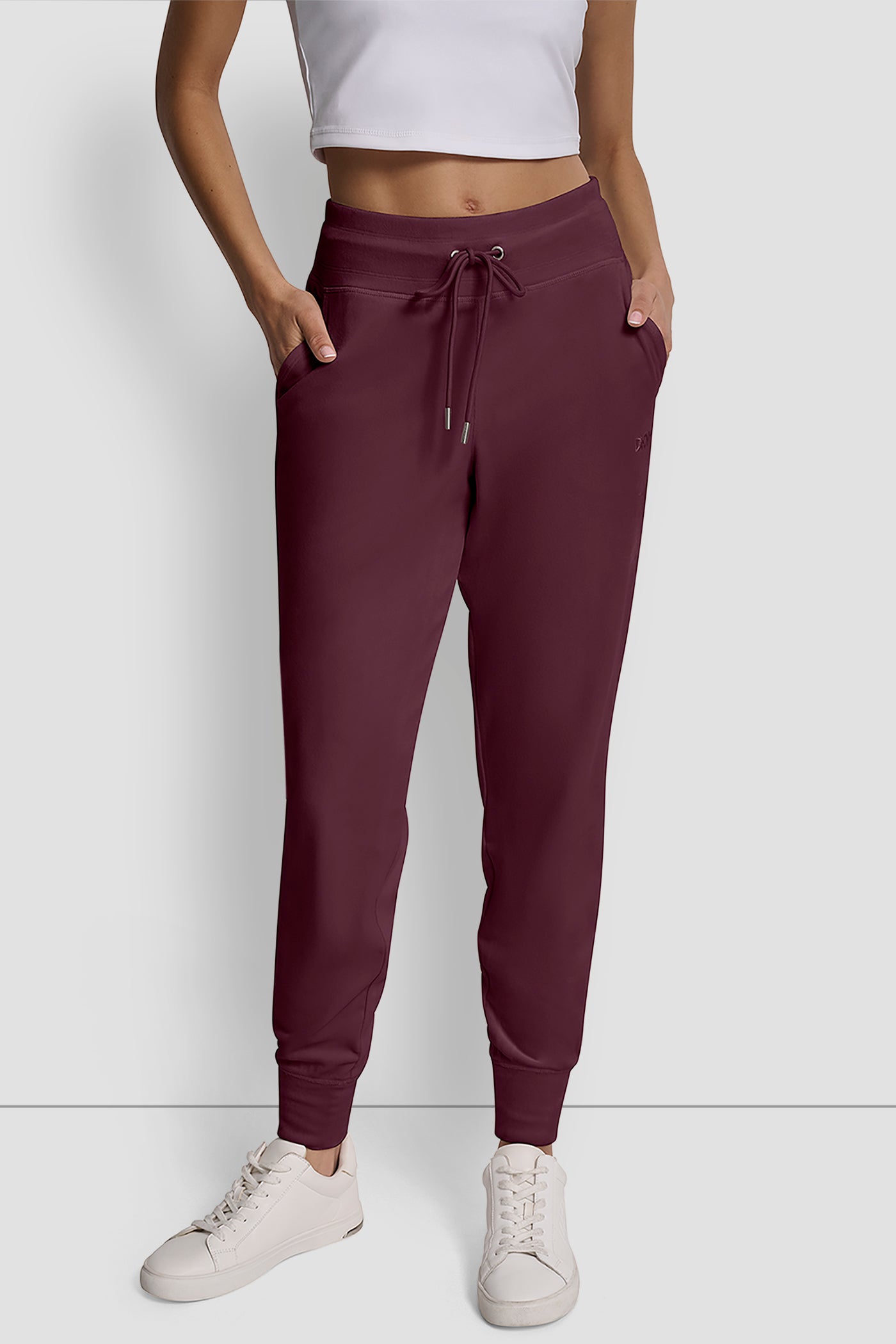 SYRAH EMBROIDERY LOGO CUFFED SLIM FIT JOGGER WITH POCKETS, FRONT VIEW | New Arrivals