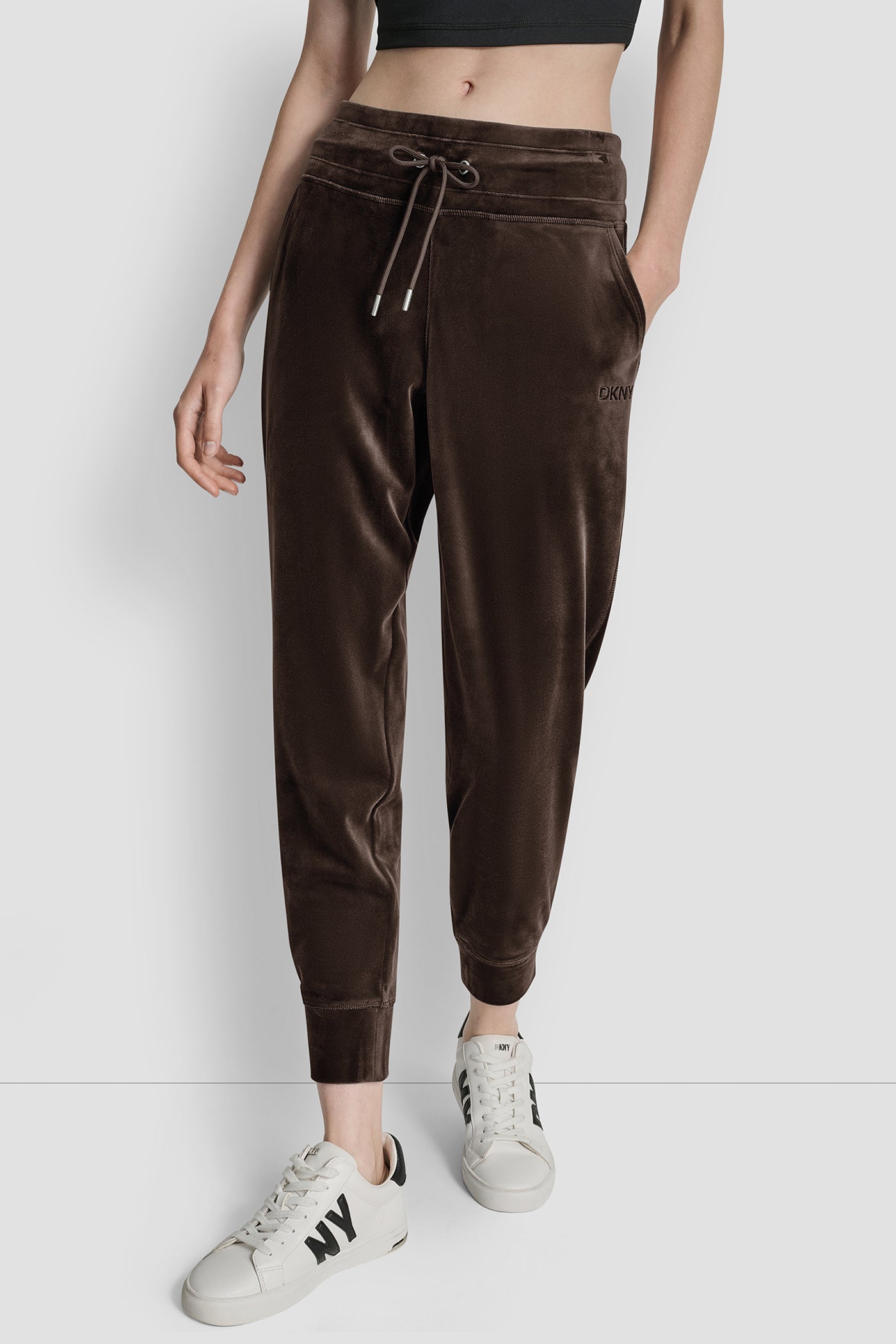 ESPRESSO EMBROIDERY LOGO CUFFED SLIM FIT JOGGER WITH POCKETS, FRONT VIEW | Clothing