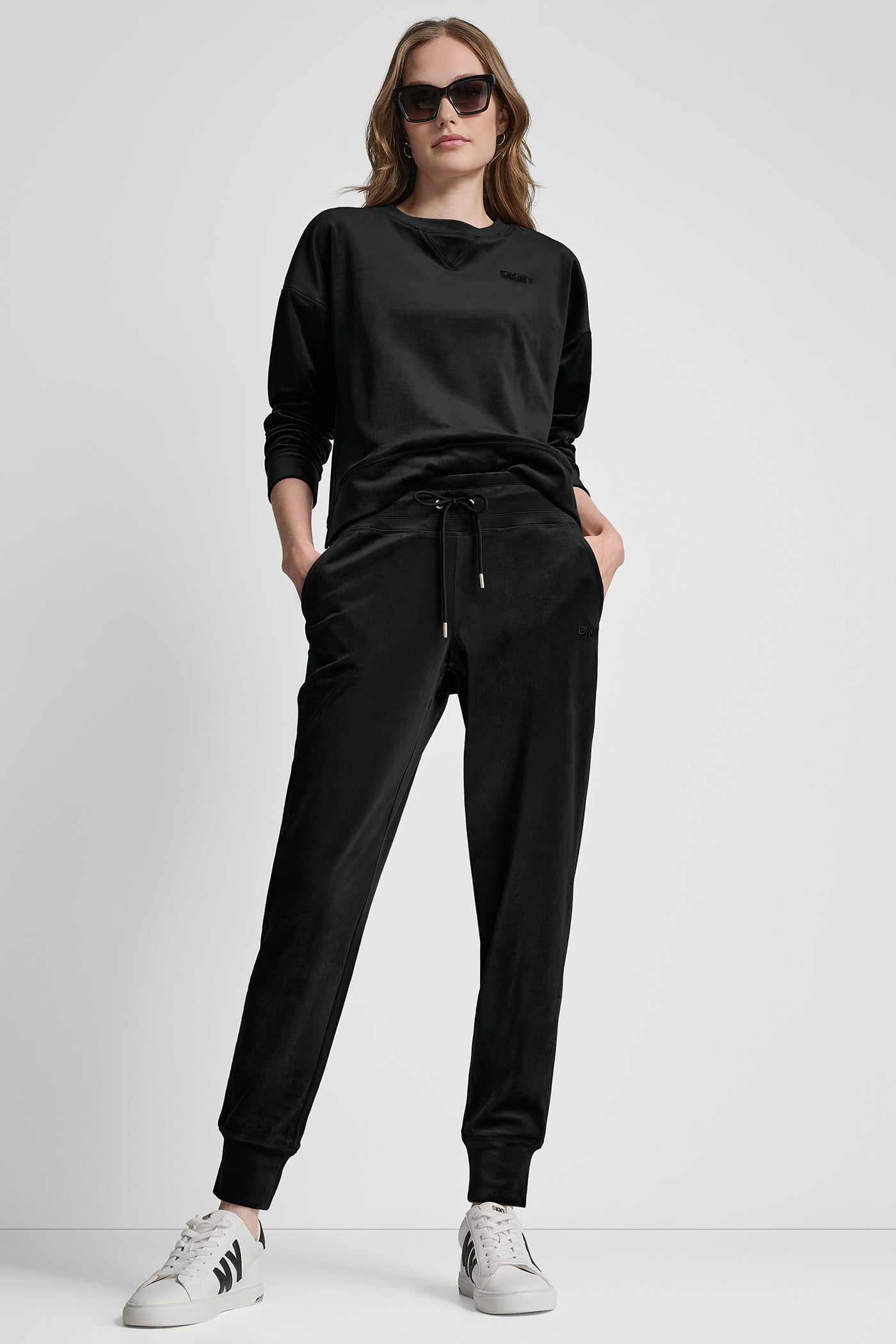 HIGH LOW CREW NECK V-INSET PULLOVER WITH EMBROIDERY VIEW 5 | DKNY Sport