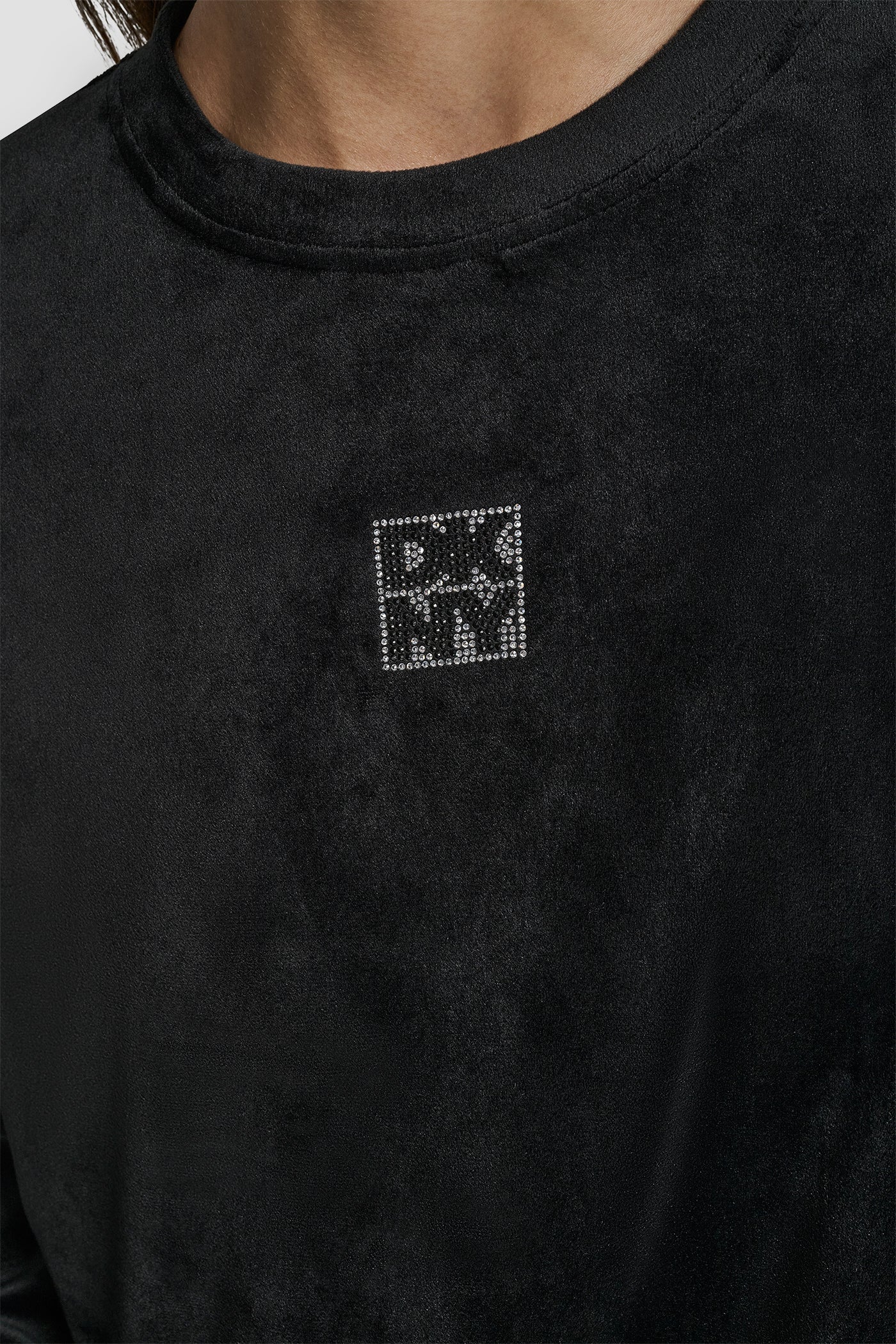 RHINESTONE TWO TONE LOGO PULLOVER VIEW 5 | DKNY Promo
