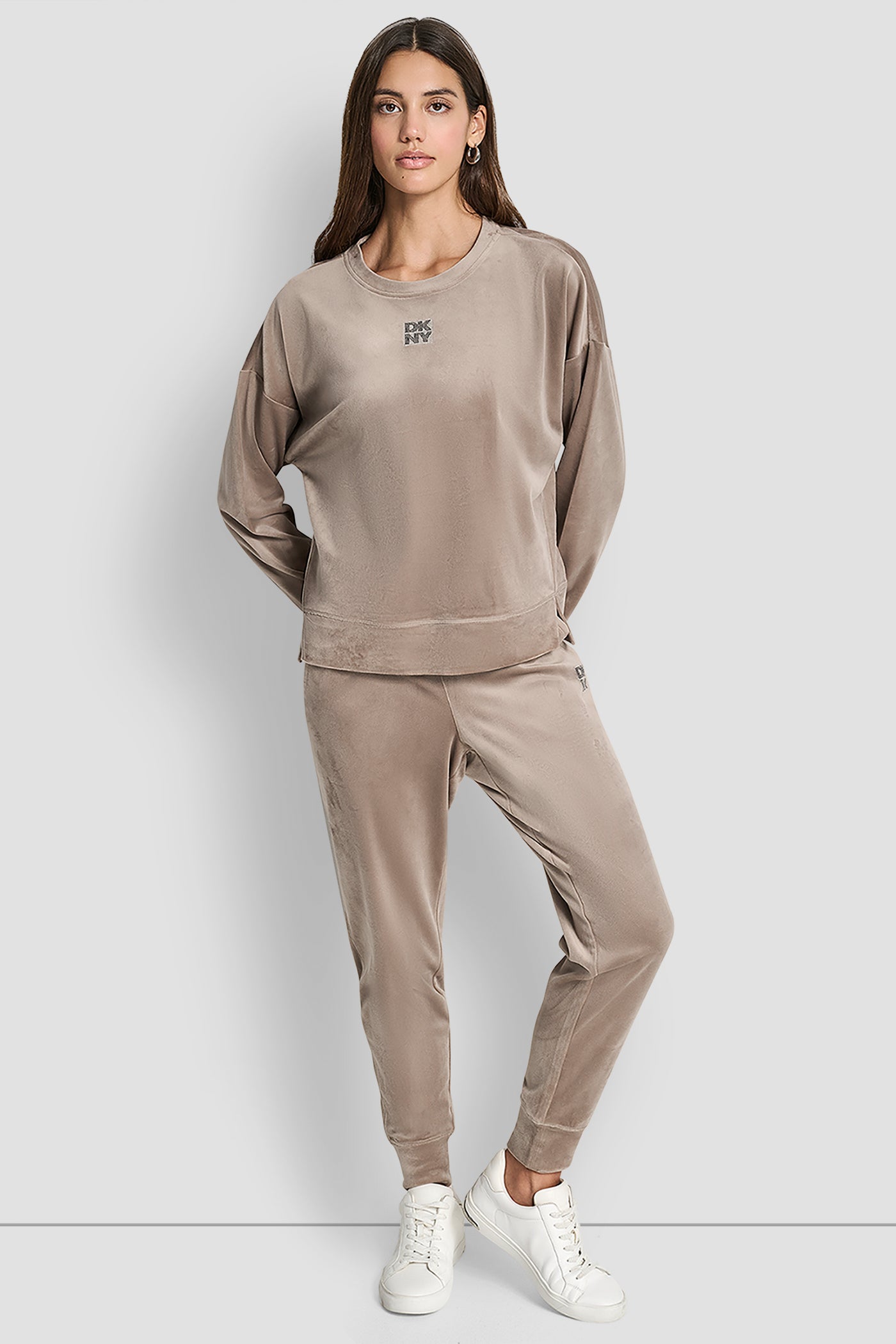 RHINESTONE TWO TONE LOGO PULLOVER VIEW 3 | DKNY Promo