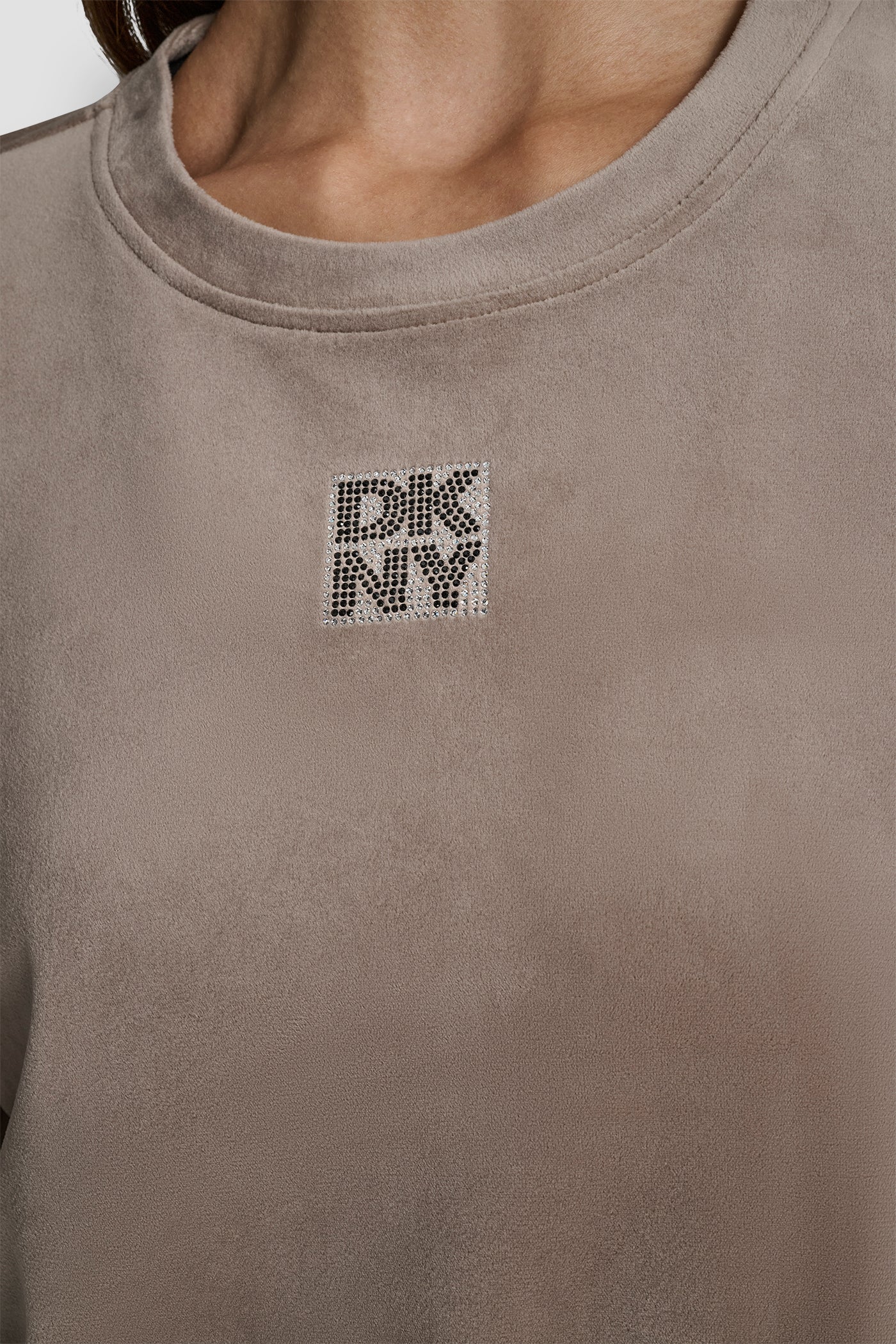 RHINESTONE TWO TONE LOGO PULLOVER VIEW 5 | DKNY Promo