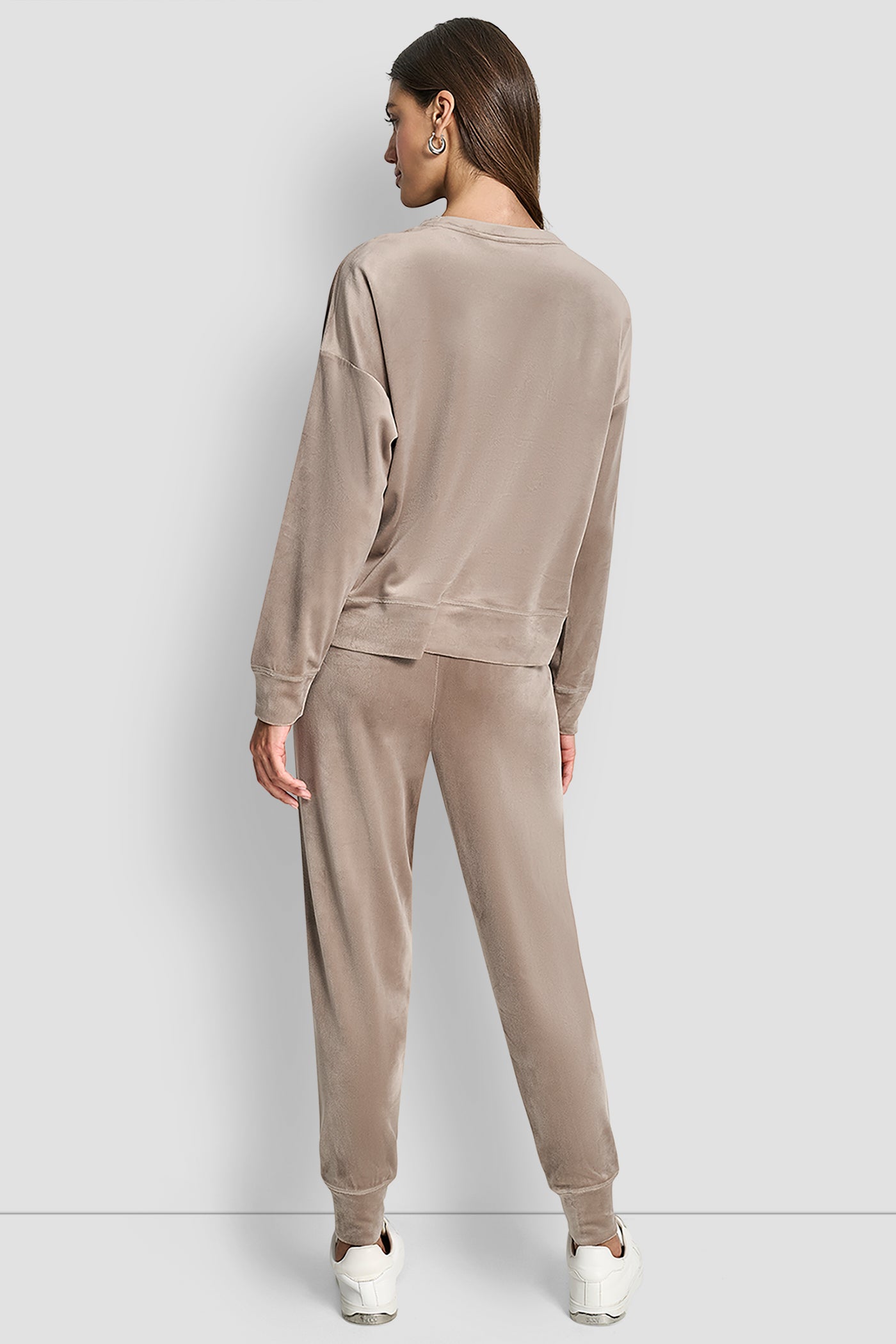 Taupe RHINESTONE TWO TONE LOGO PULLOVER, BACK VIEW | DKNY Promo