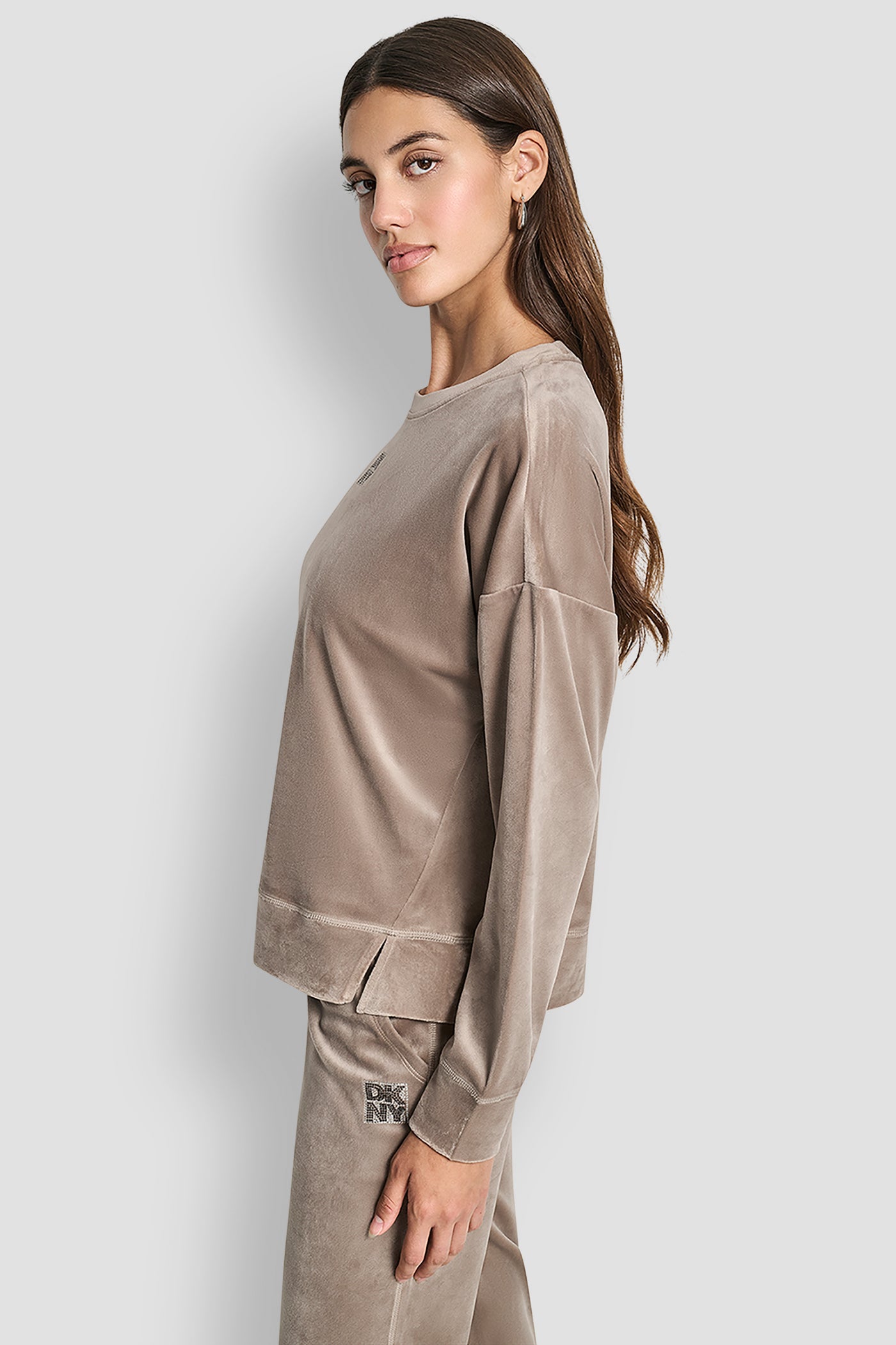 RHINESTONE TWO TONE LOGO PULLOVER VIEW 4 | DKNY Promo