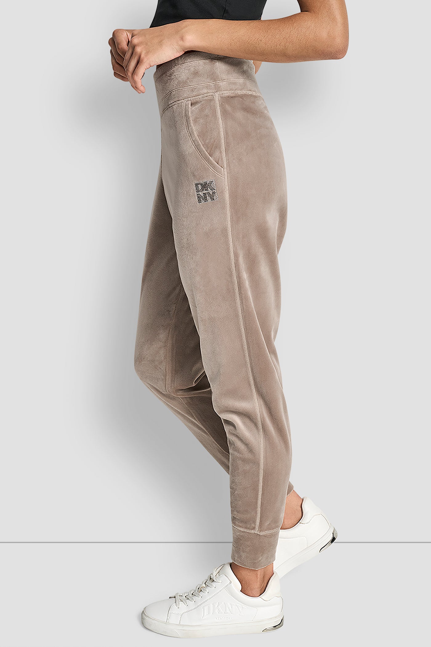 VELOUR RHINESTONE TWO TONE LOGO JOGGER VIEW 3 | DKNY Promo