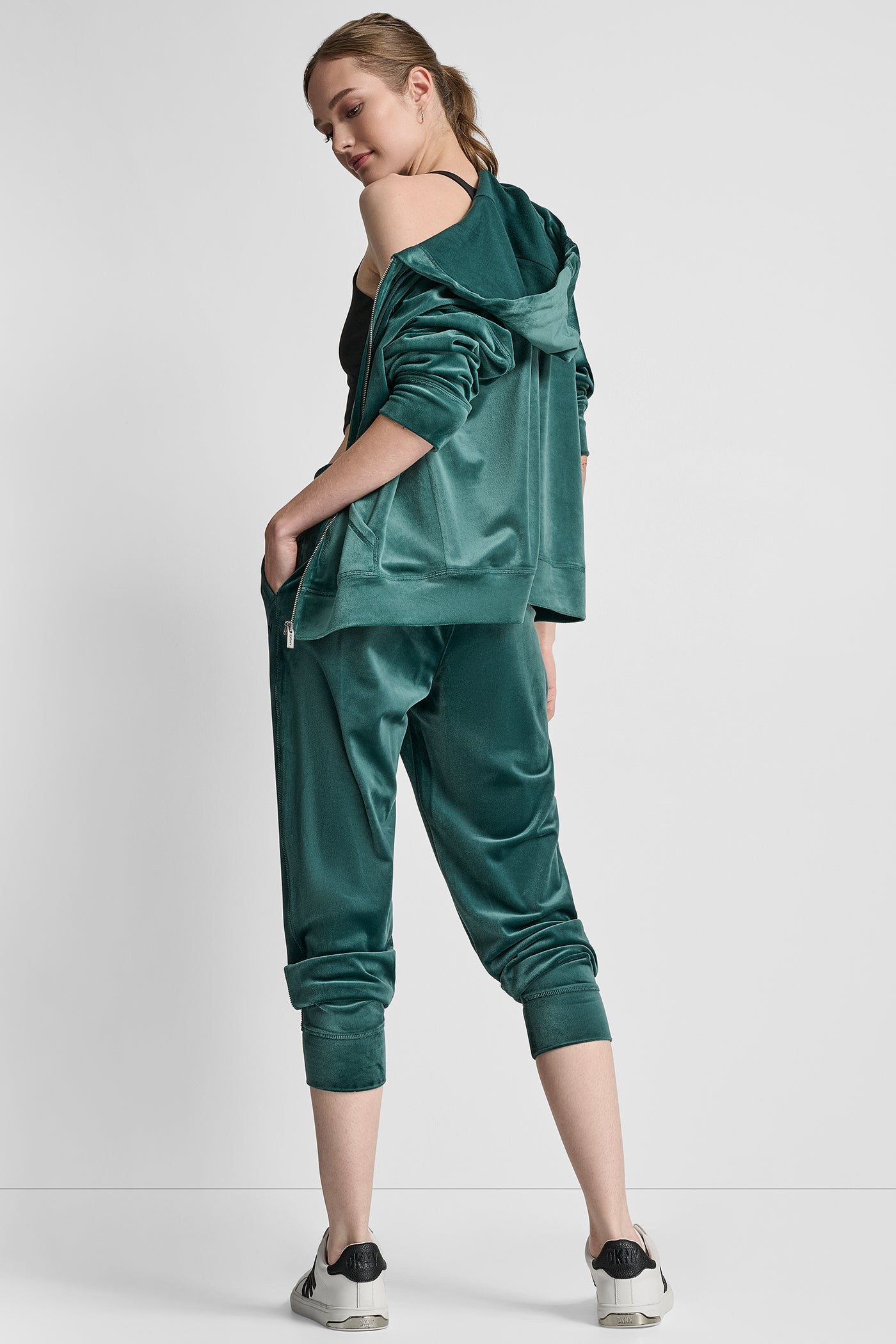 EMBROIDERY LOGO FULL ZIP HOODIE WITH POCKETS VIEW 8 | DKNY Sport
