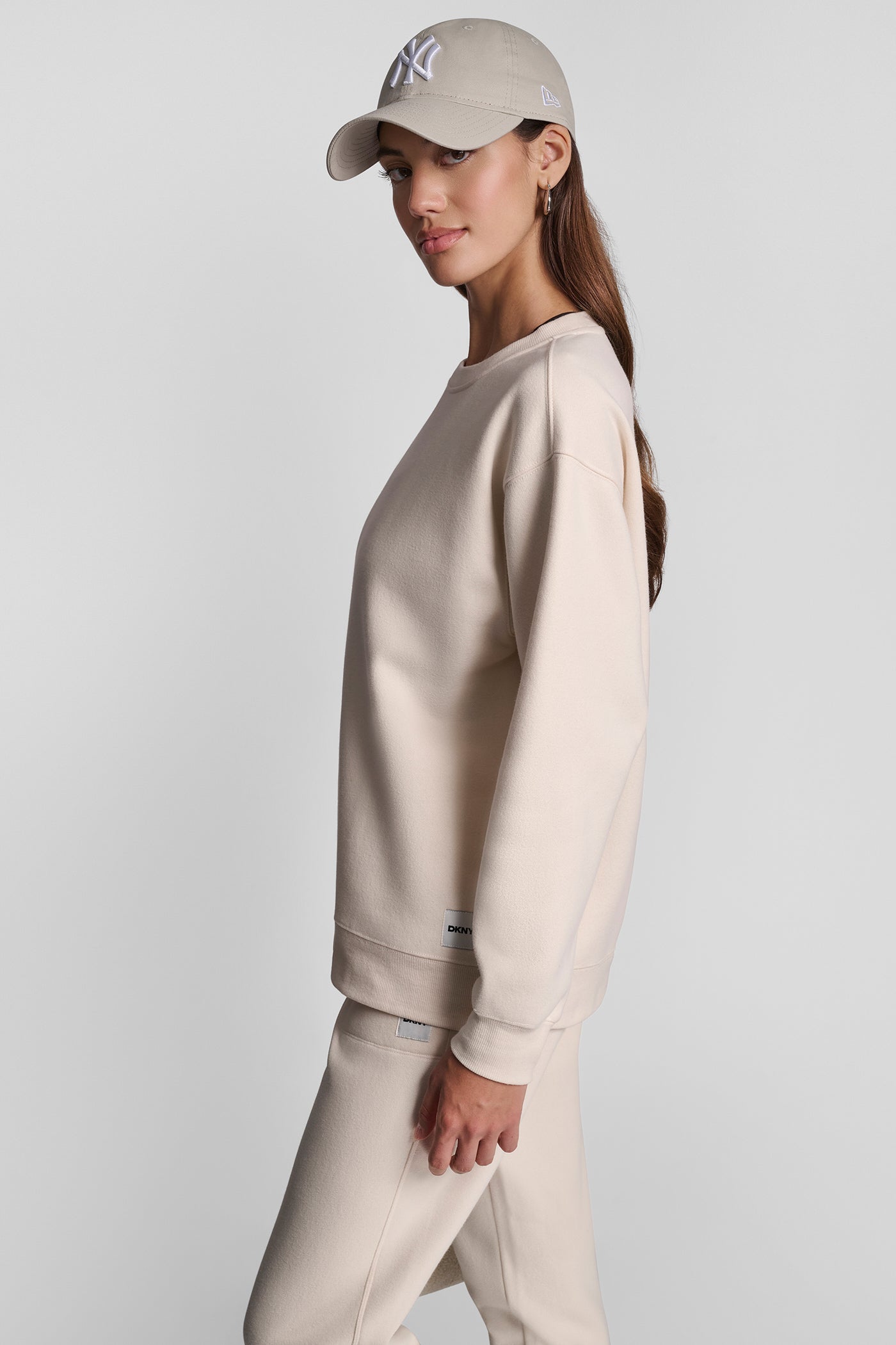 TONAL LOGO PATCH CREW NECK LONG LINE PULLOVER VIEW 3 | New Arrivals