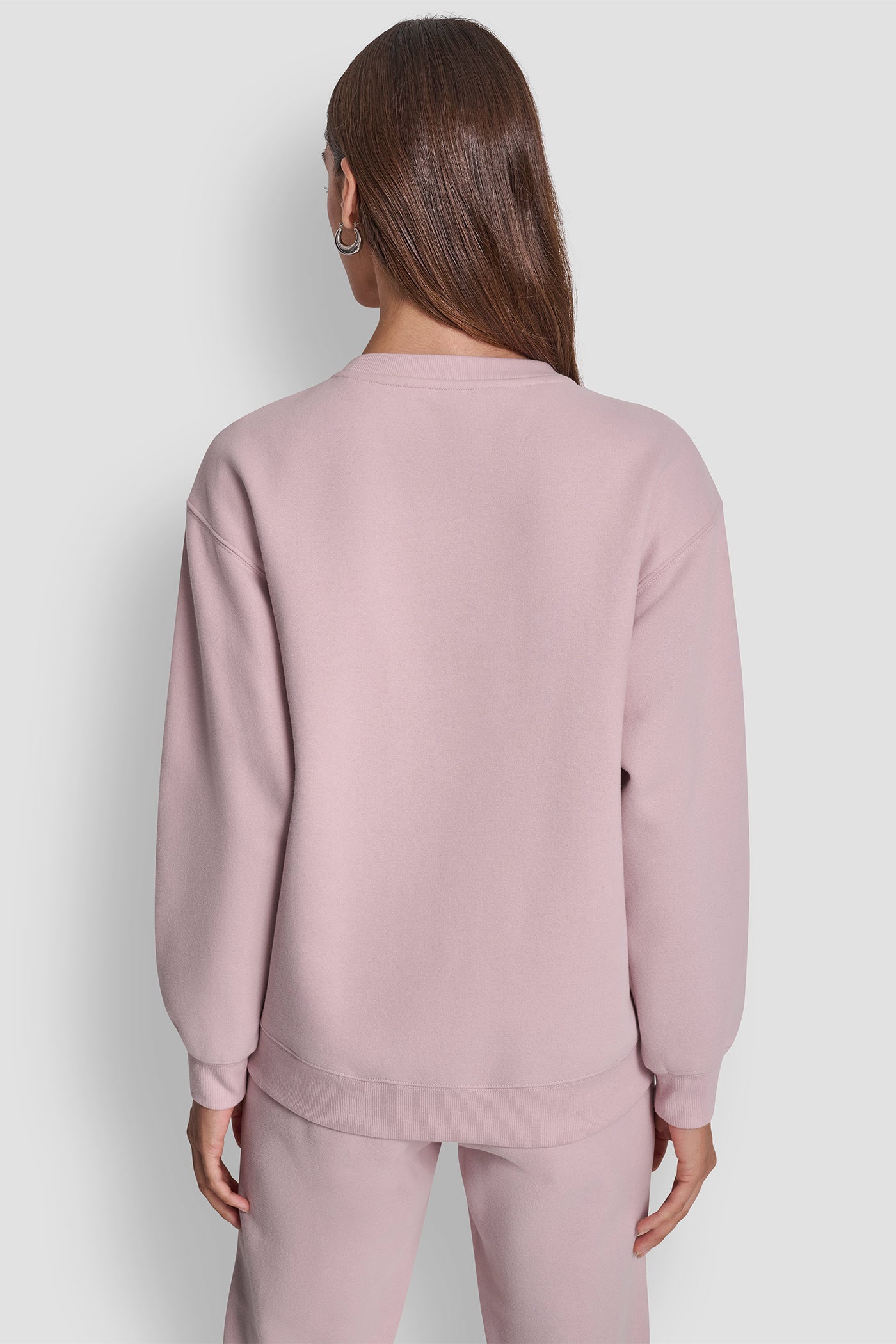 ALLURE TONAL LOGO PATCH CREW NECK LONG LINE PULLOVER, BACK VIEW | New Arrivals