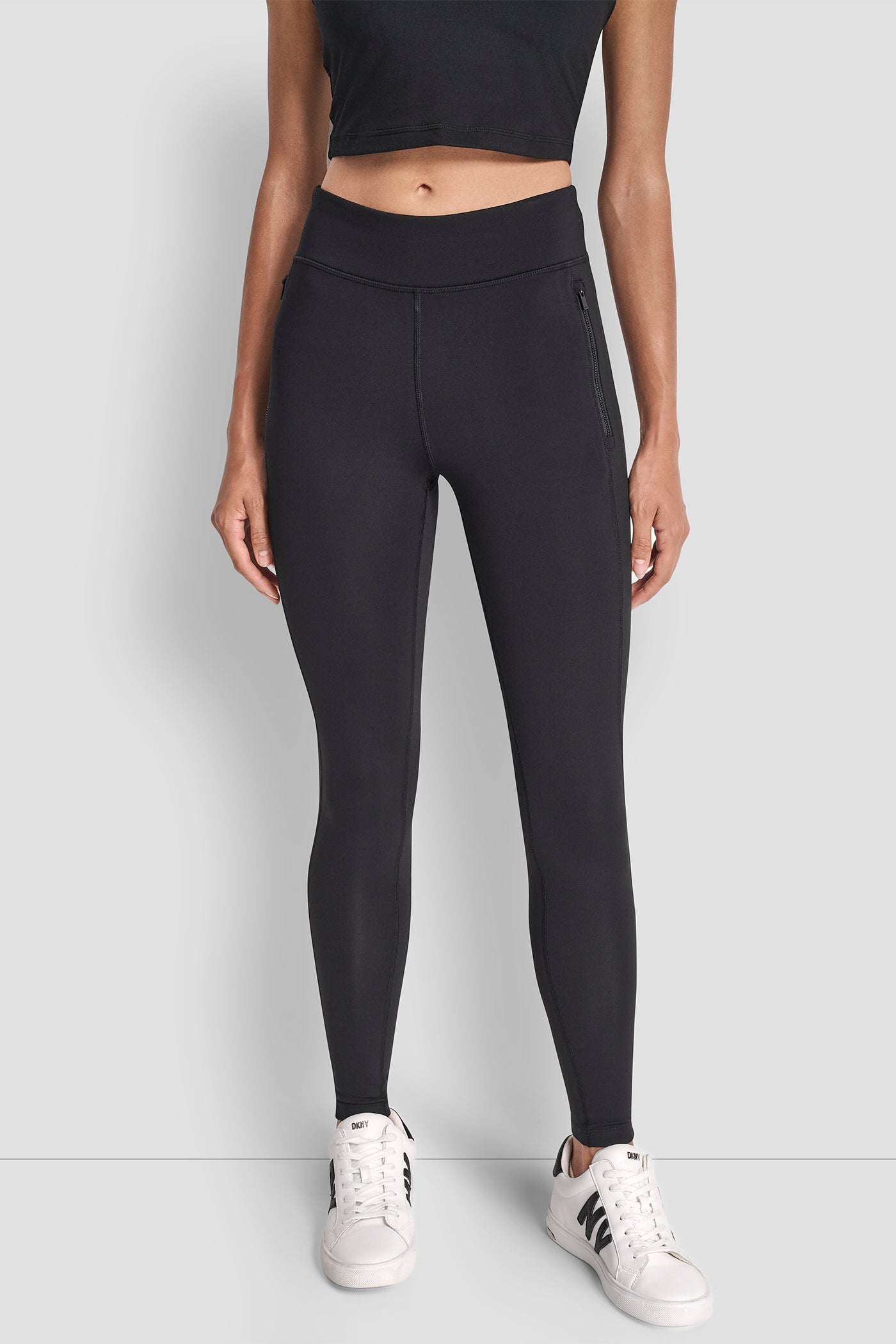 Black ALPINE FITNESS HIGH WAIST FULL LENGTH LEGGING, FRONT VIEW | Leggings