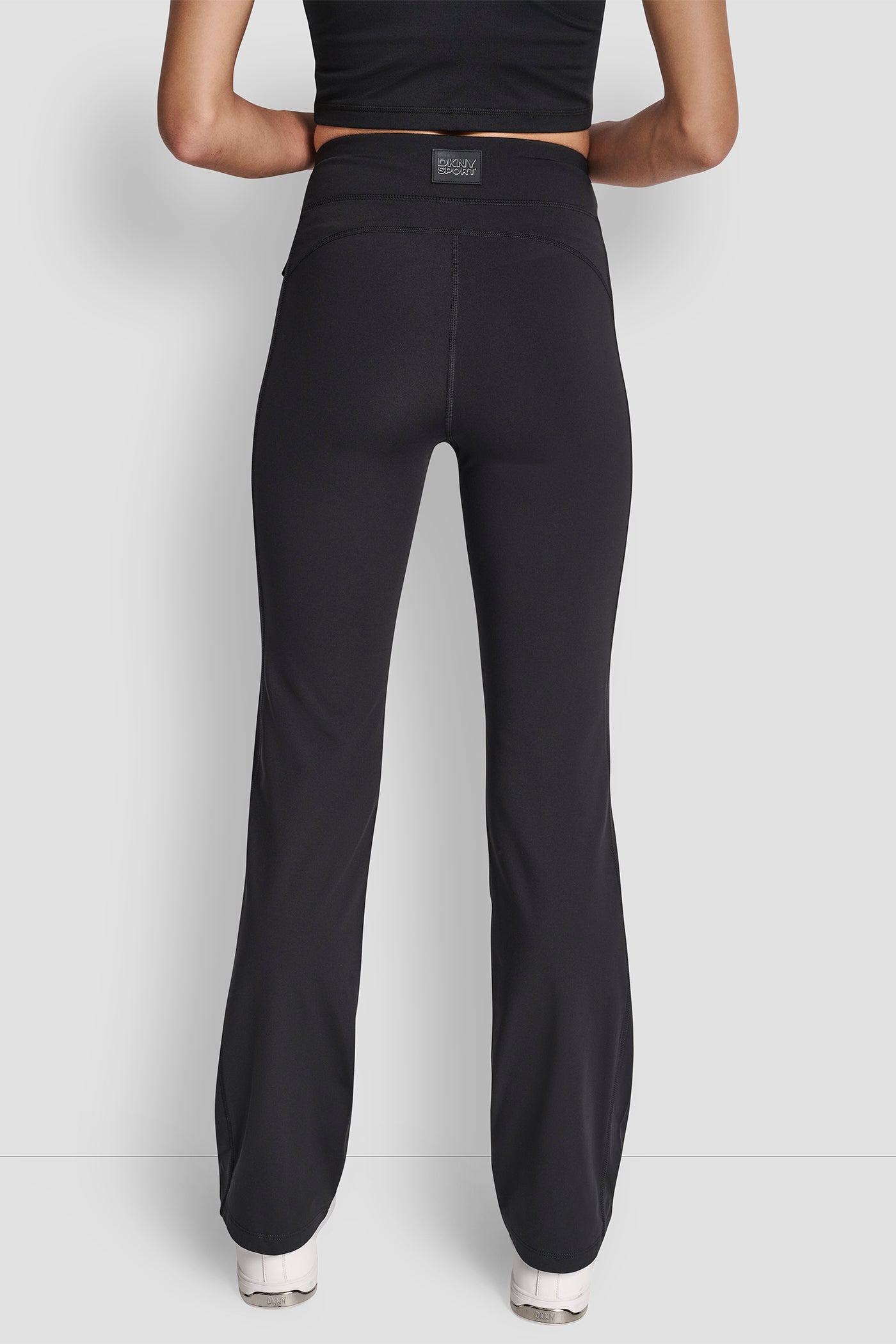 Black ALPINE FITNESS HIGH WAIST BOOT CUT PANT WITH LOCK, BACK VIEW | Sport Essentials