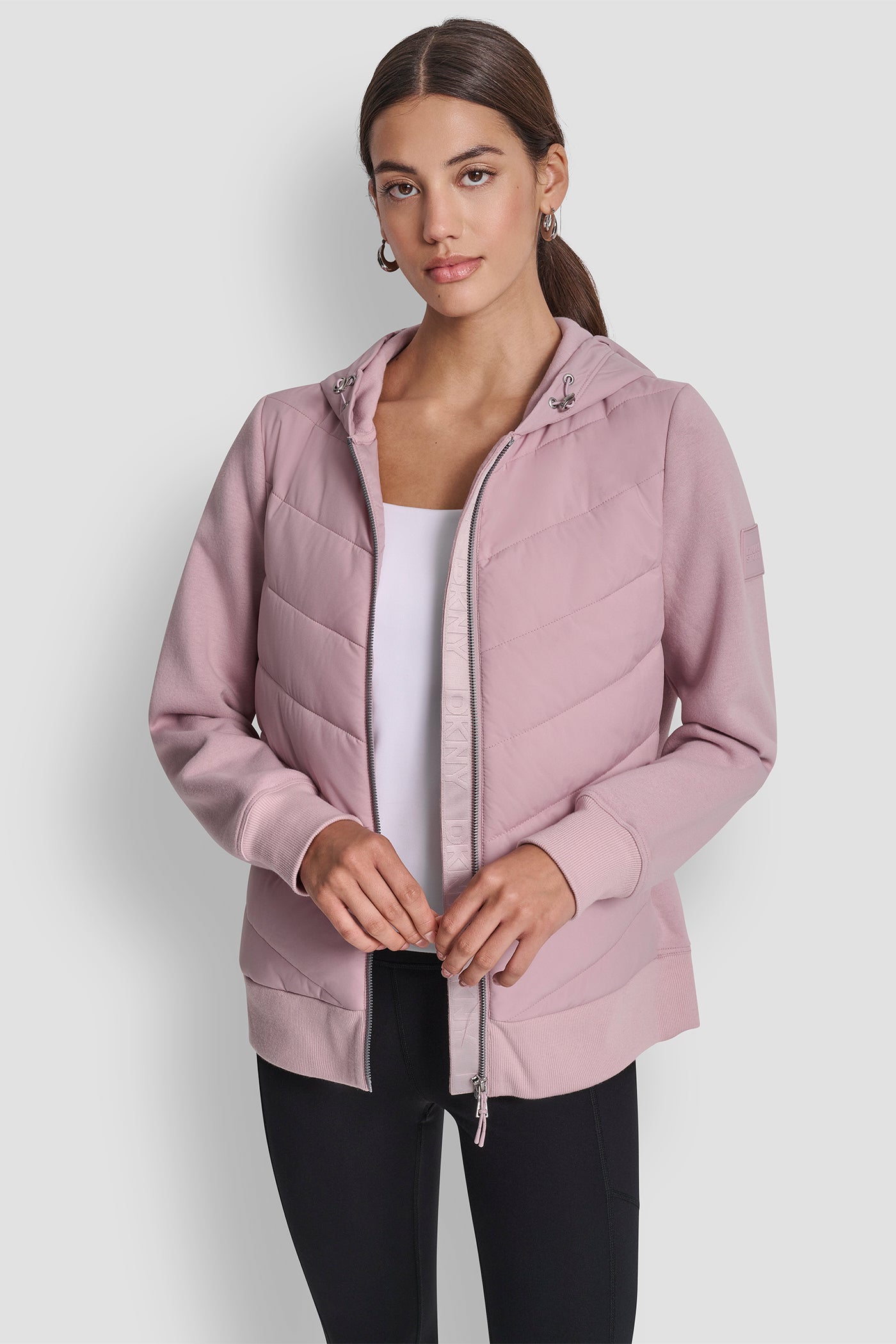 ALLURE LIGHTWEIGHT HYBRID FULL ZIP JACKET WITH REPREVE, FRONT VIEW | Sweatshirts & Joggers