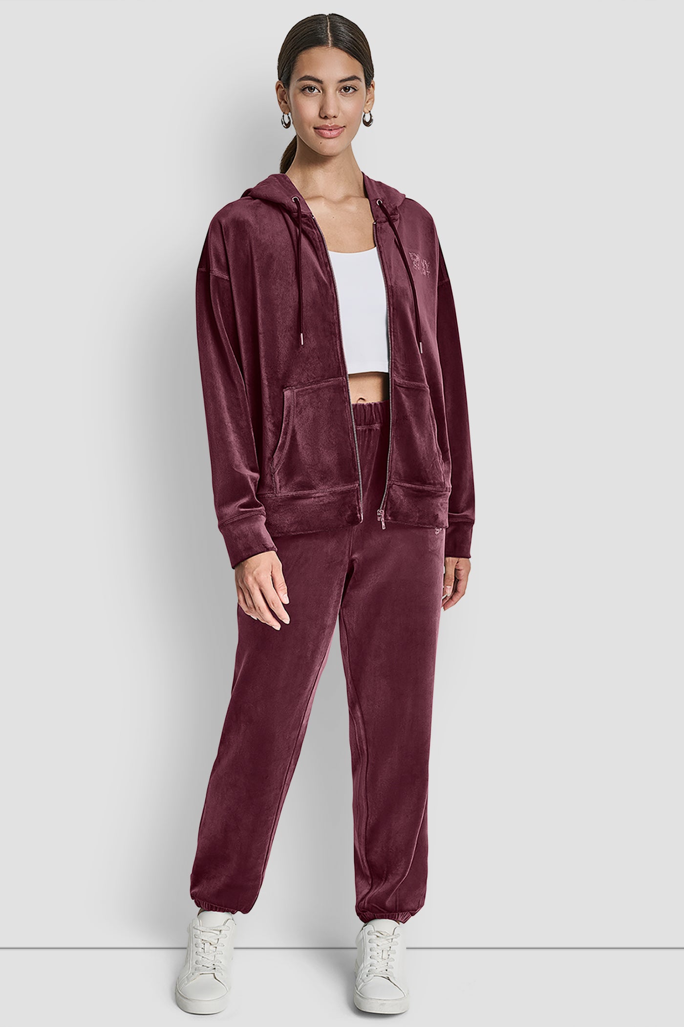 VELOUR RHINESTONE LOGO FULL ZIP HOODIE VIEW 4 | Sweatshirts & Joggers