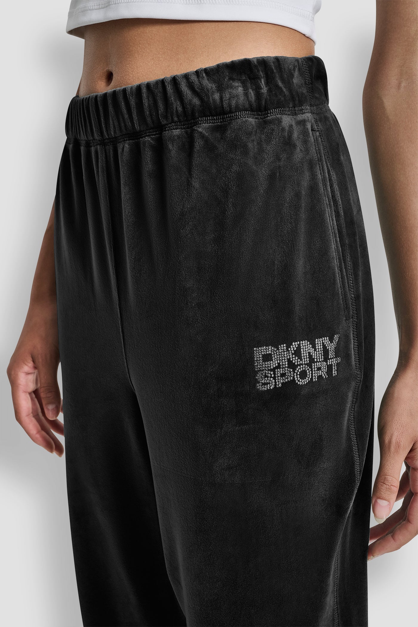 HIGH-RISE RHINESTONE LOGO RELAXED JOGGER VIEW 7 | DKNY Promo