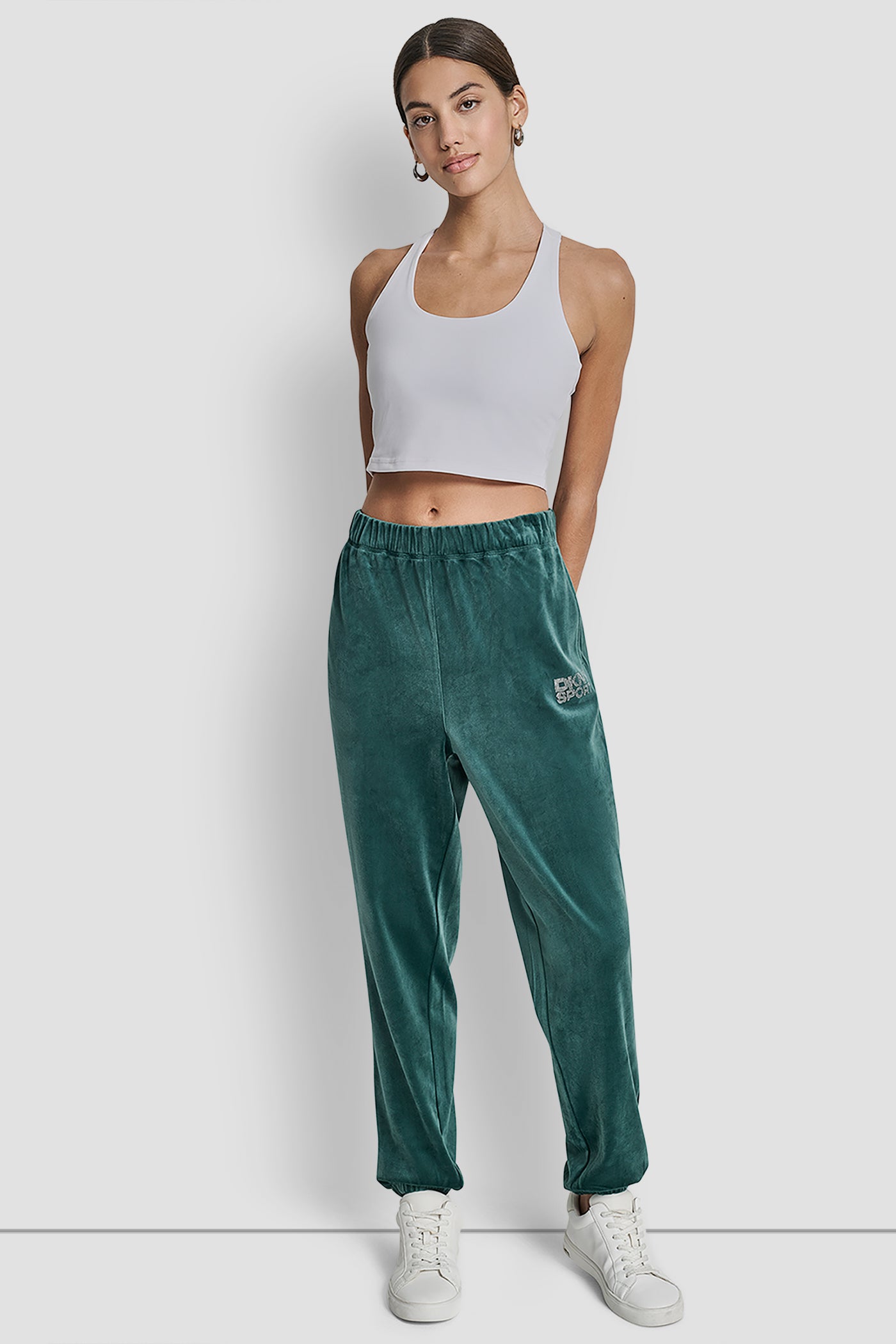 HIGH-RISE RHINESTONE LOGO RELAXED JOGGER VIEW 5 | DKNY Promo