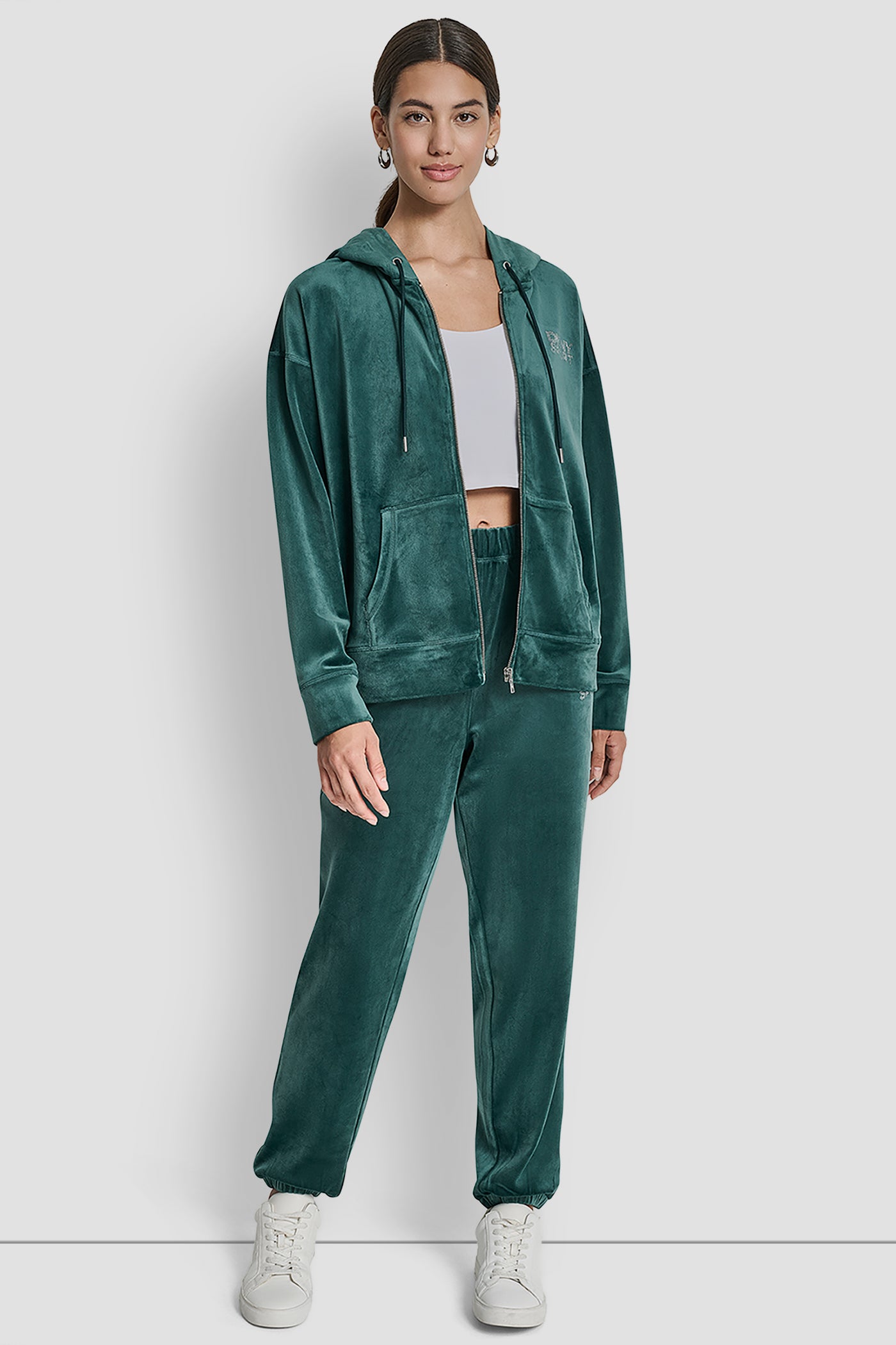 HIGH-RISE RHINESTONE LOGO RELAXED JOGGER VIEW 4 | DKNY Promo