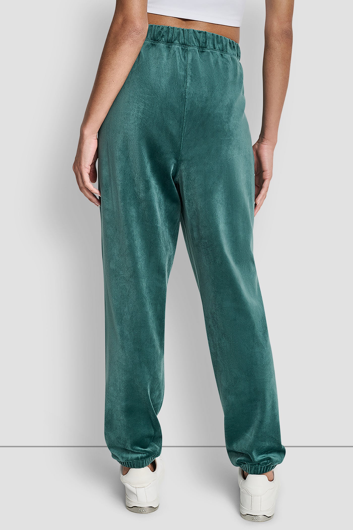 Green HIGH-RISE RHINESTONE LOGO RELAXED JOGGER, BACK VIEW | DKNY Promo
