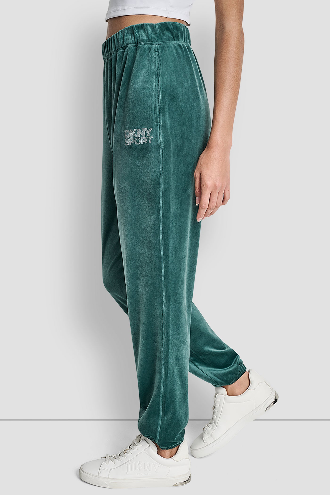 HIGH-RISE RHINESTONE LOGO RELAXED JOGGER VIEW 3 | DKNY Promo