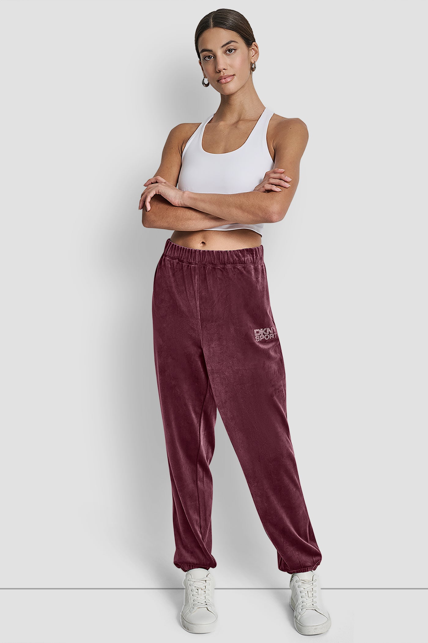 HIGH-RISE RHINESTONE LOGO RELAXED JOGGER VIEW 4 | DKNY Promo