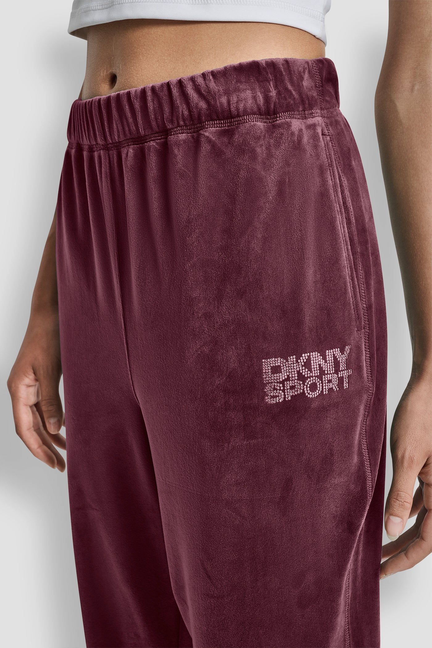 HIGH-RISE RHINESTONE LOGO RELAXED JOGGER VIEW 5 | DKNY Promo