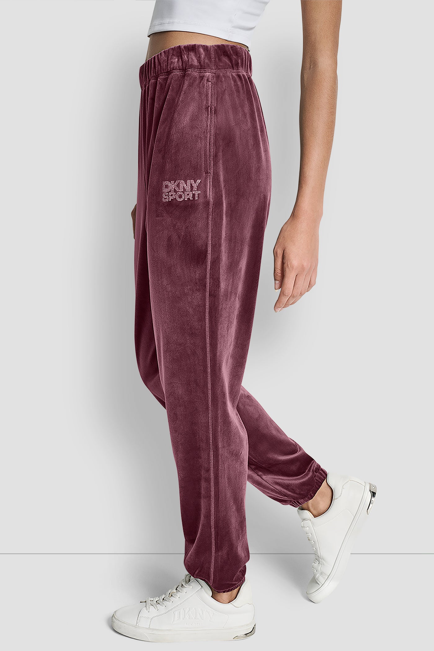 HIGH-RISE RHINESTONE LOGO RELAXED JOGGER VIEW 3 | DKNY Promo