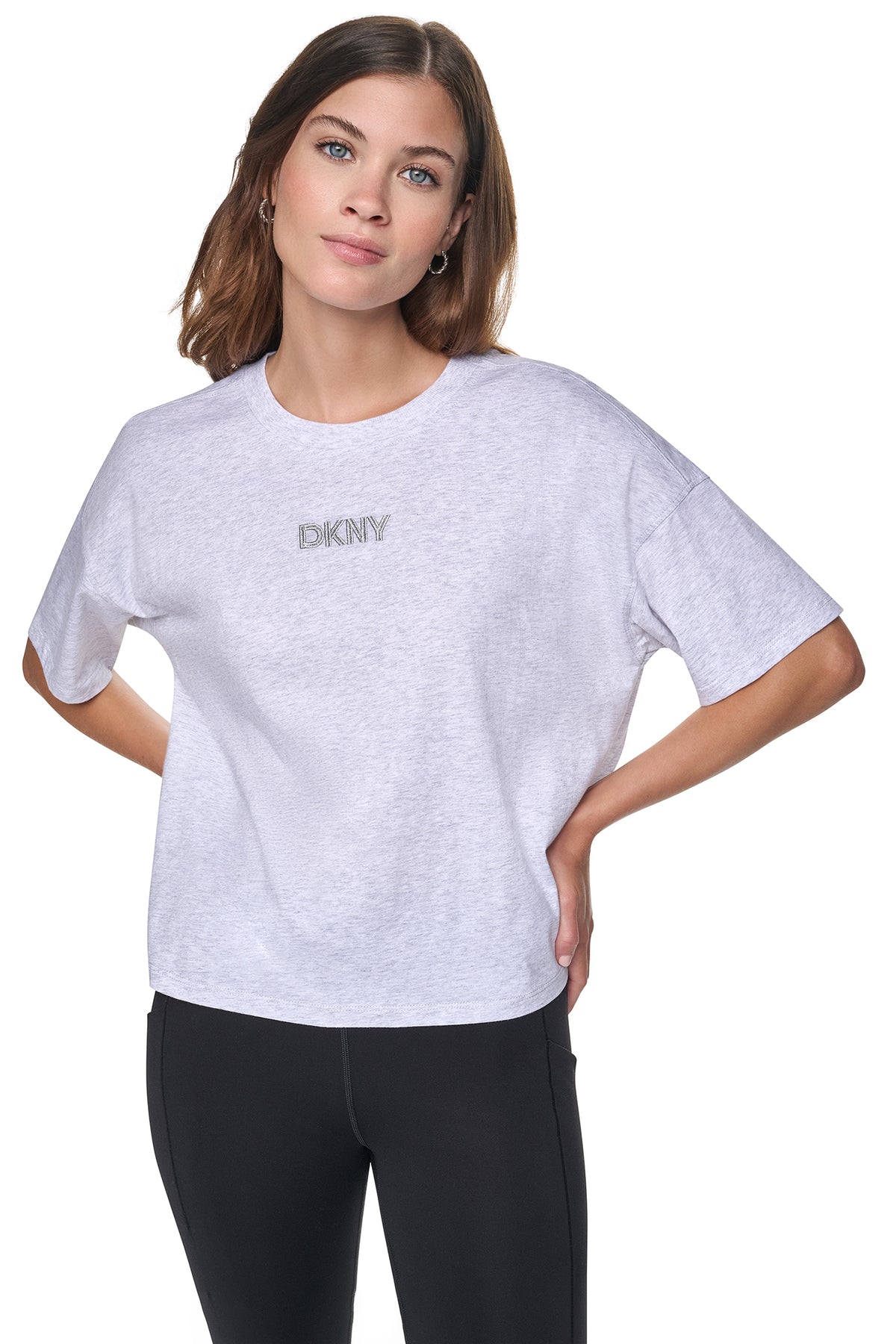 METALLIC EMBROIDERY LOGO BOXY TEE VIEW 2