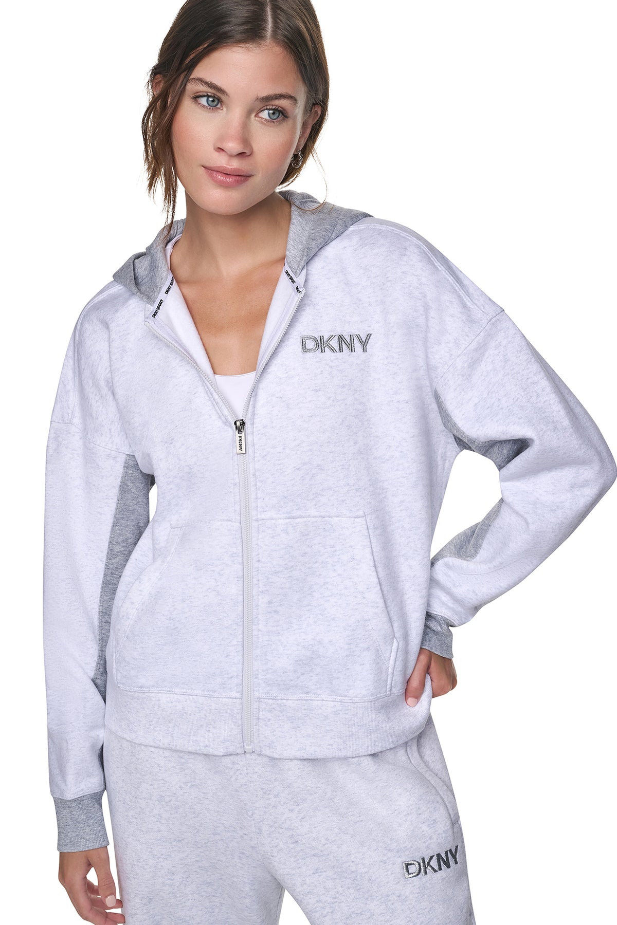 METALLIC EMBROIDERY LOGO OVERSIZED HOODIE VIEW 1