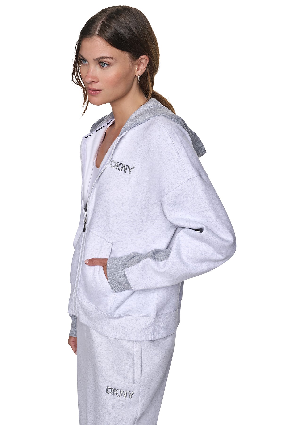 METALLIC EMBROIDERY LOGO OVERSIZED HOODIE VIEW 2