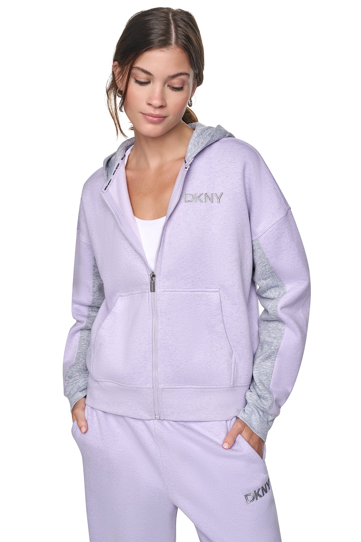 METALLIC EMBROIDERY LOGO OVERSIZED HOODIE VIEW 2