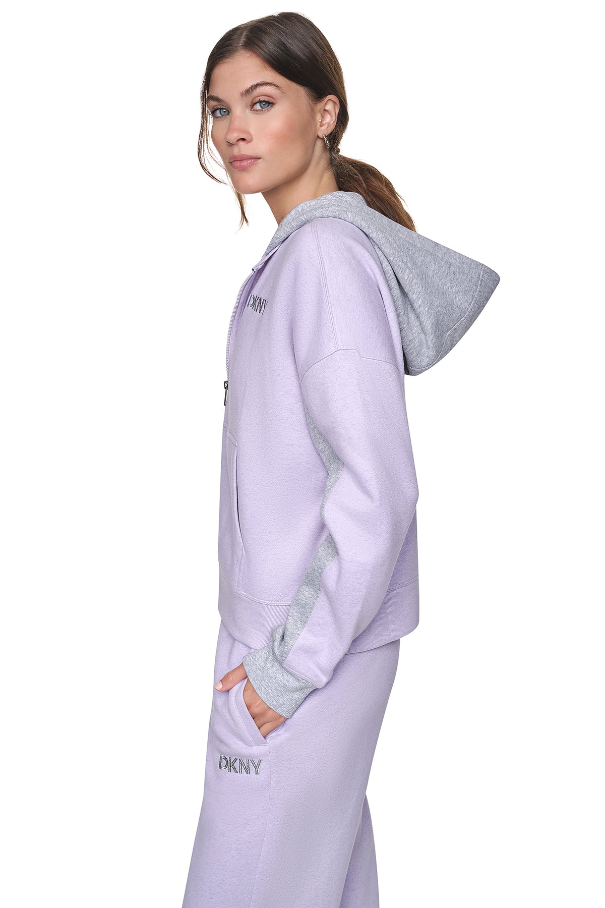 METALLIC EMBROIDERY LOGO OVERSIZED HOODIE VIEW 2