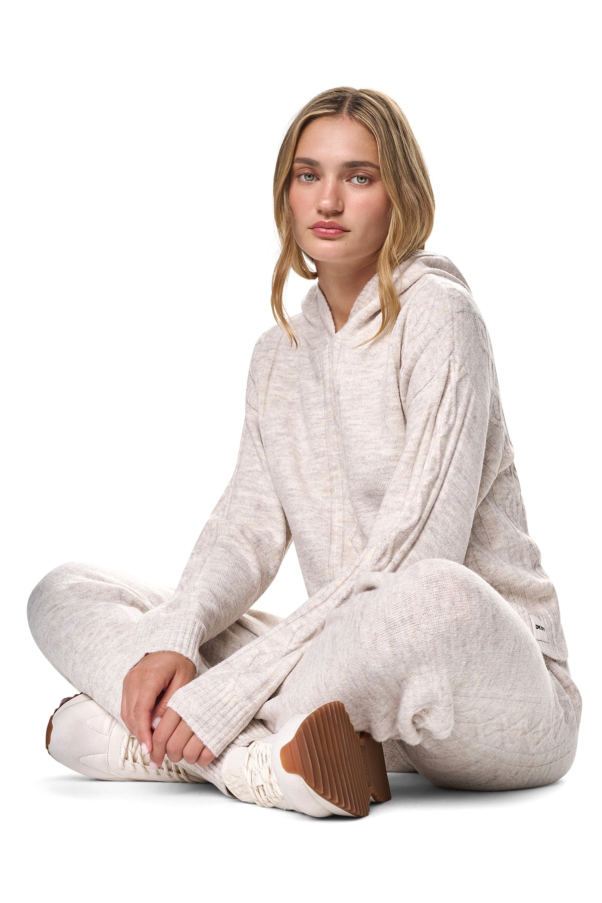 COZY CABLE SWEATER HOODIE VIEW 2