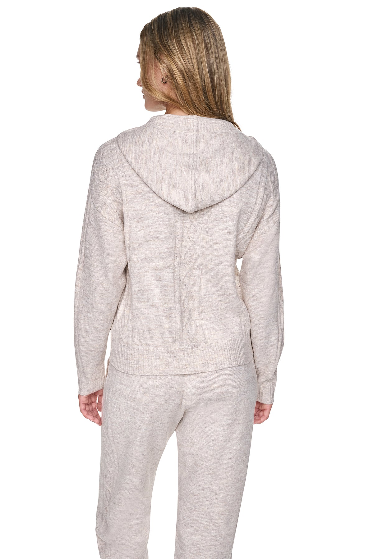 COZY CABLE SWEATER HOODIE VIEW 2