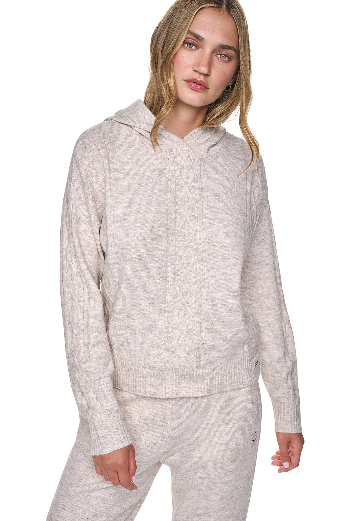 COZY CABLE SWEATER HOODIE VIEW 1
