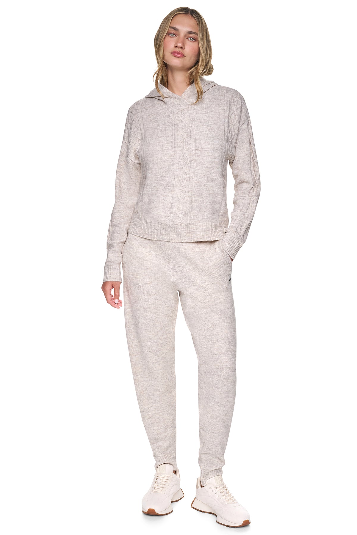 COZY CABLE SWEATER HOODIE VIEW 2
