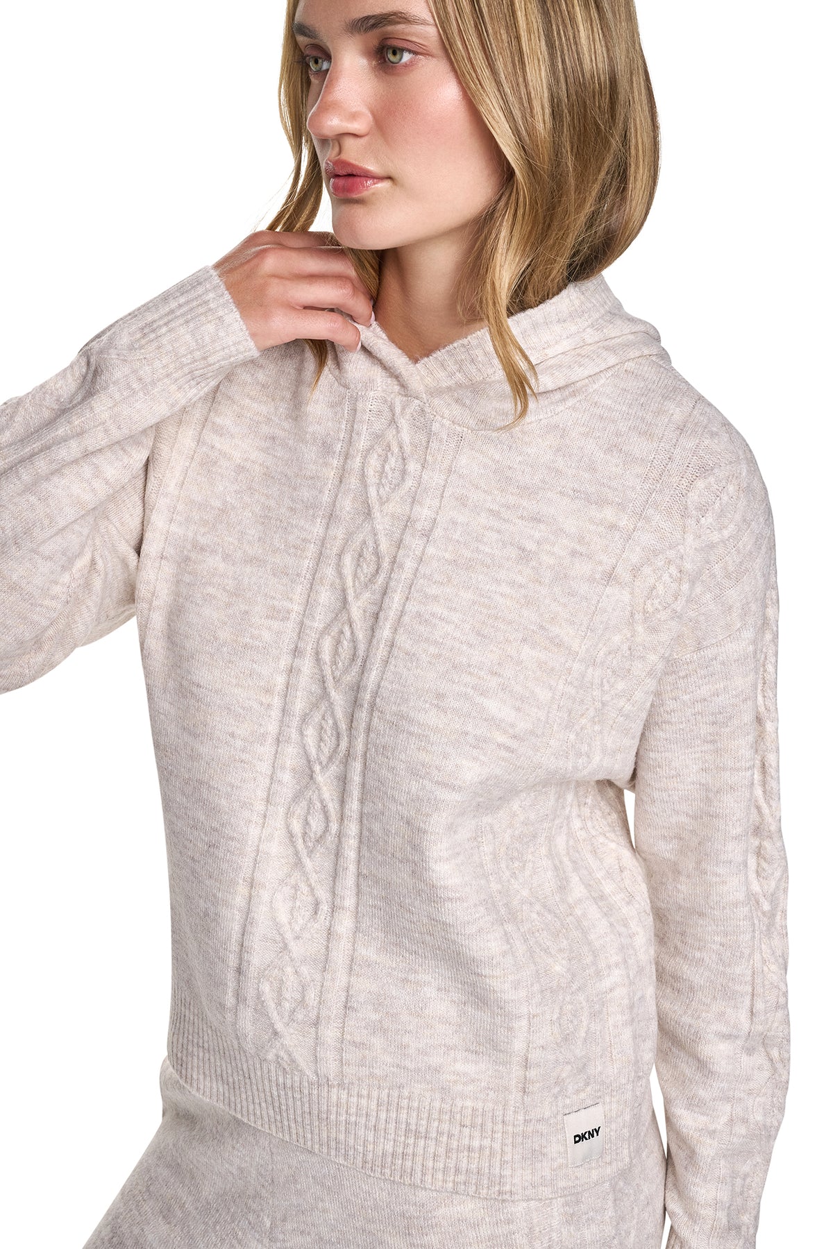 COZY CABLE SWEATER HOODIE VIEW 2