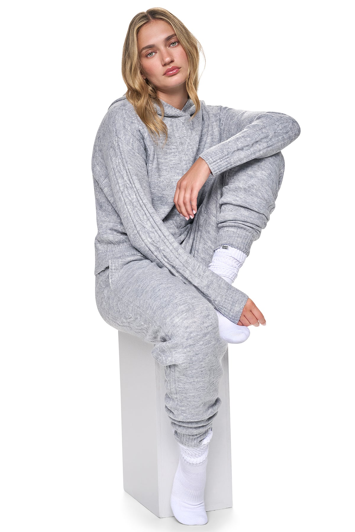 COZY CABLE SWEATER HOODIE VIEW 2