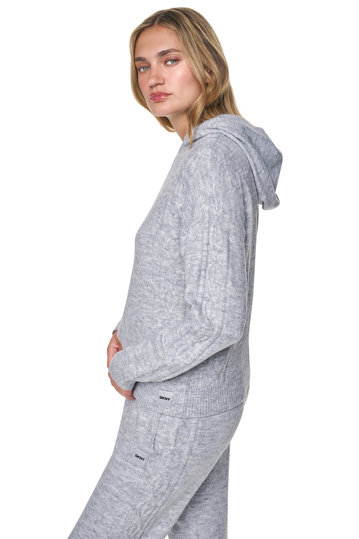 COZY CABLE SWEATER HOODIE VIEW 2