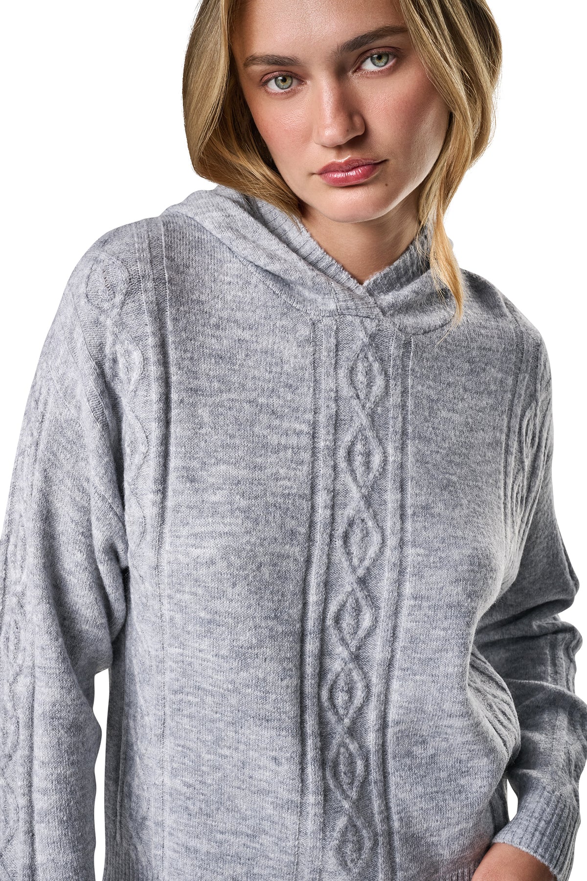COZY CABLE SWEATER HOODIE VIEW 2