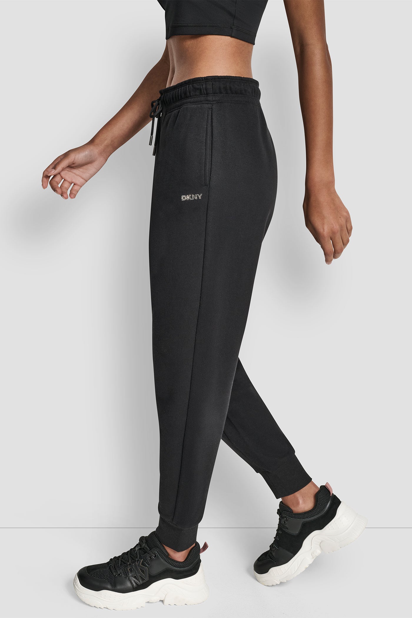 RHINESTONE LOGO CUFFED JOGGER VIEW 3 | DKNY Sport