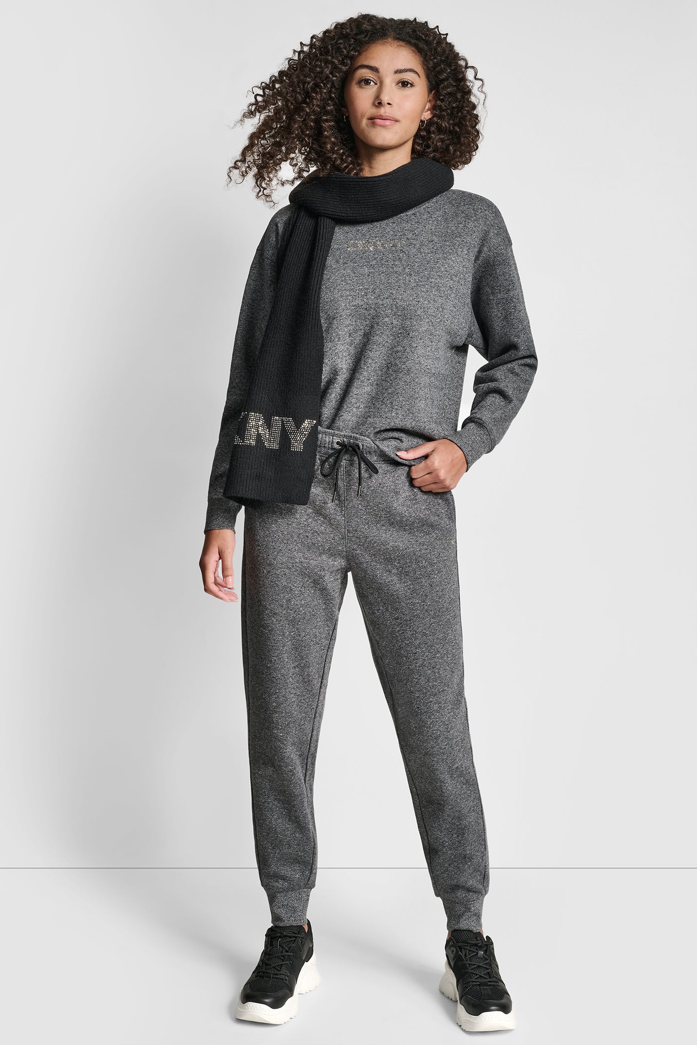 RHINESTONE LOGO CUFFED JOGGER VIEW 6 | DKNY Sport