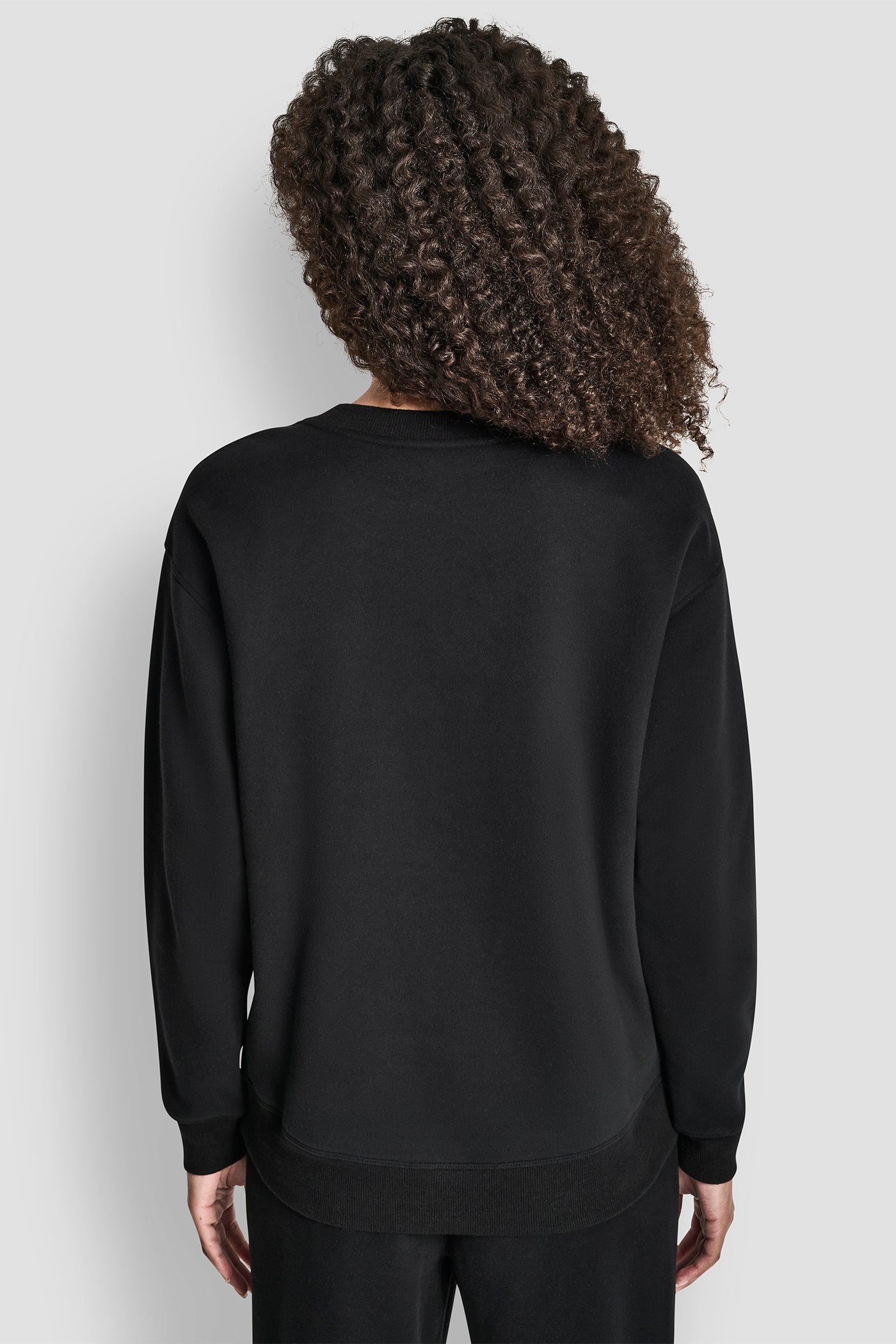 BLACK RHINESTONE LOGO NOLITA CREW NECK SWEATSHIRT, BACK VIEW | DKNY Sport