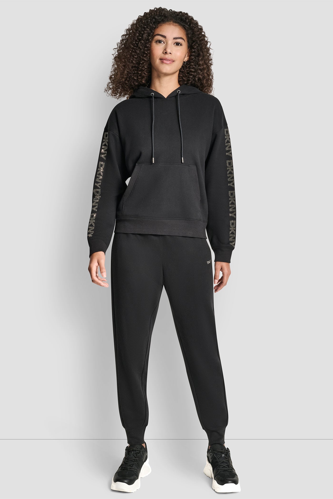 RELAXED RHINESTONE SLEEVE LOGO HOODIE VIEW 3 | All Products