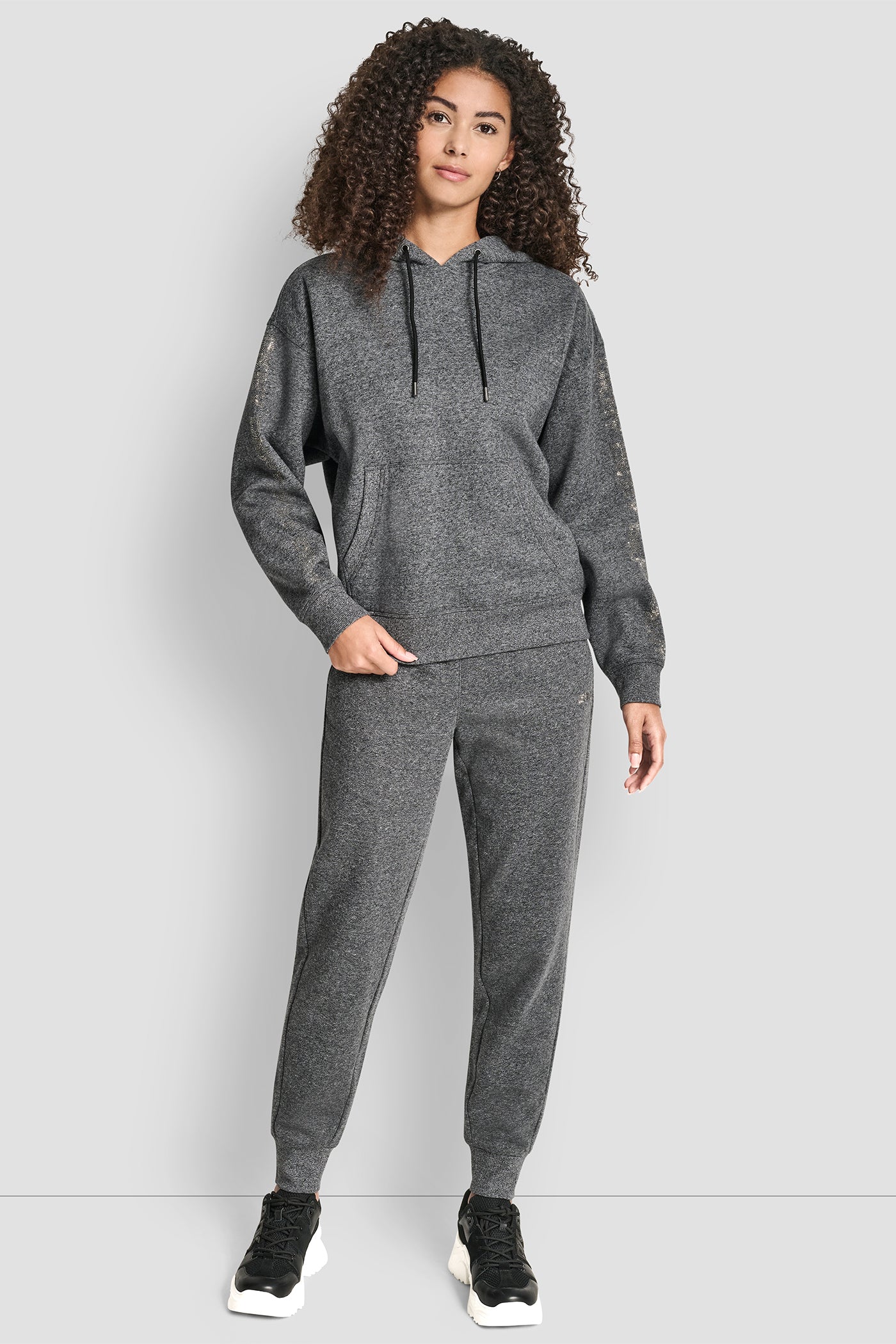 RELAXED RHINESTONE SLEEVE LOGO HOODIE WITH KANGAROO POCKET VIEW 6 | Sport Essentials