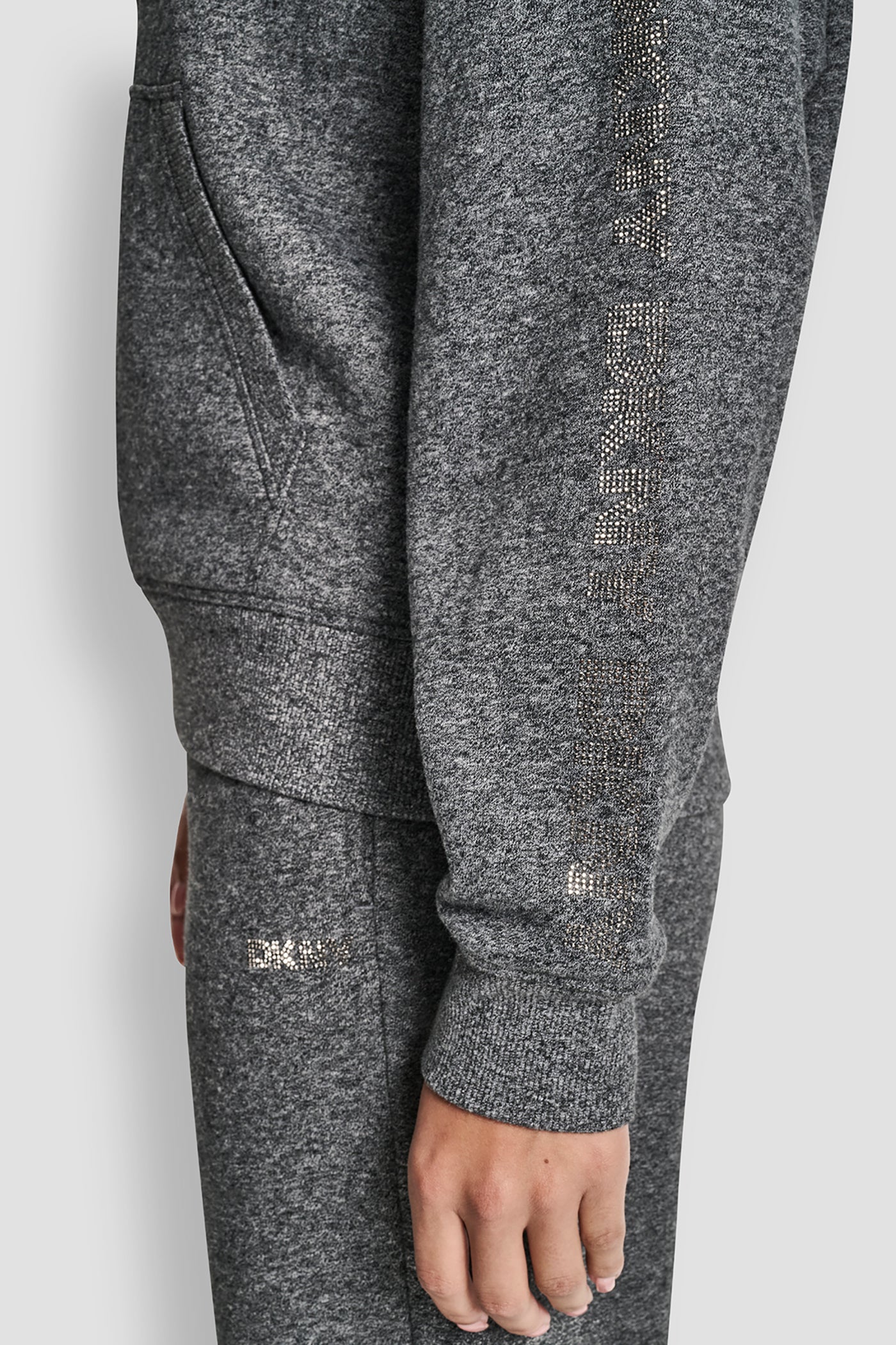 RELAXED RHINESTONE SLEEVE LOGO HOODIE WITH KANGAROO POCKET VIEW 5 | Sport Essentials