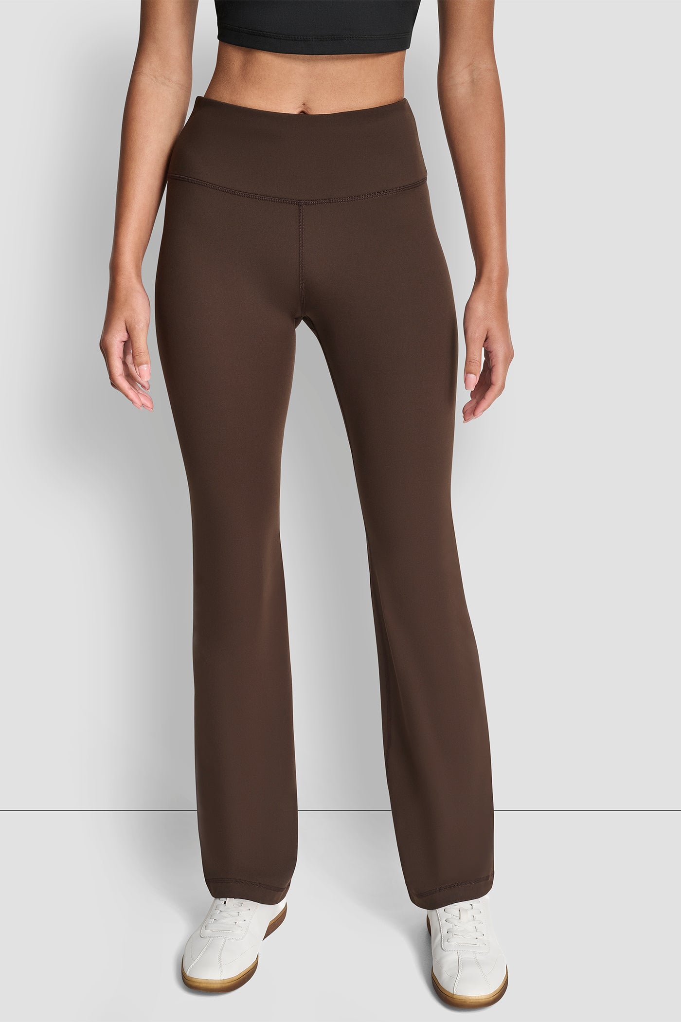 ESPRESSO BALANCE COMPRESSION HIGH WAIST FLARE PANT, FRONT VIEW | Leggings